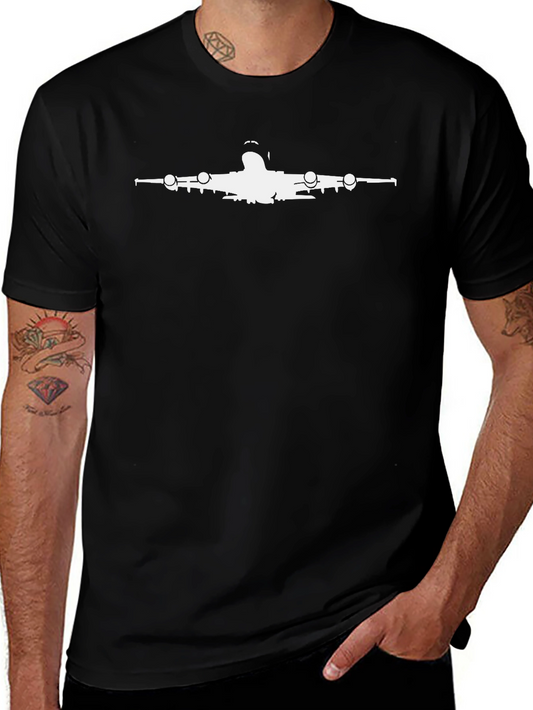 Airplane Graphic Tee - Black Crew Neck T-Shirt