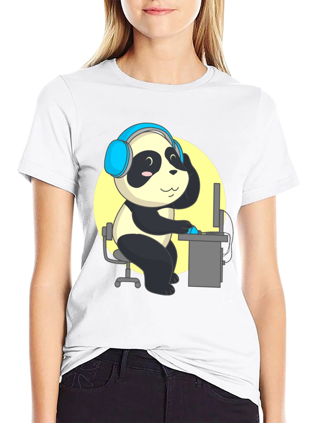 Panda Gamer Graphic Tee - Black T-Shirt