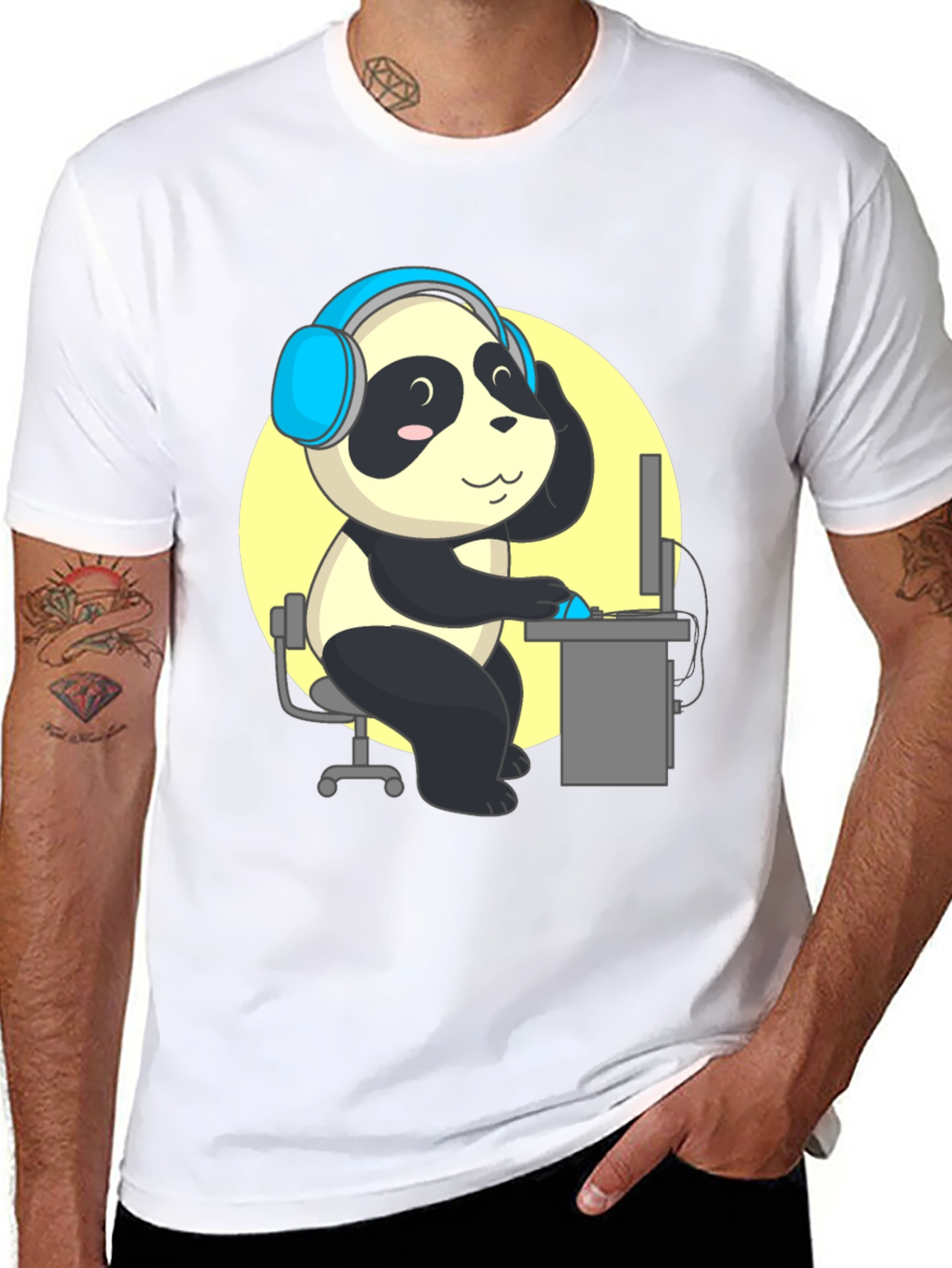 Panda Gamer Graphic Tee - Black T-Shirt