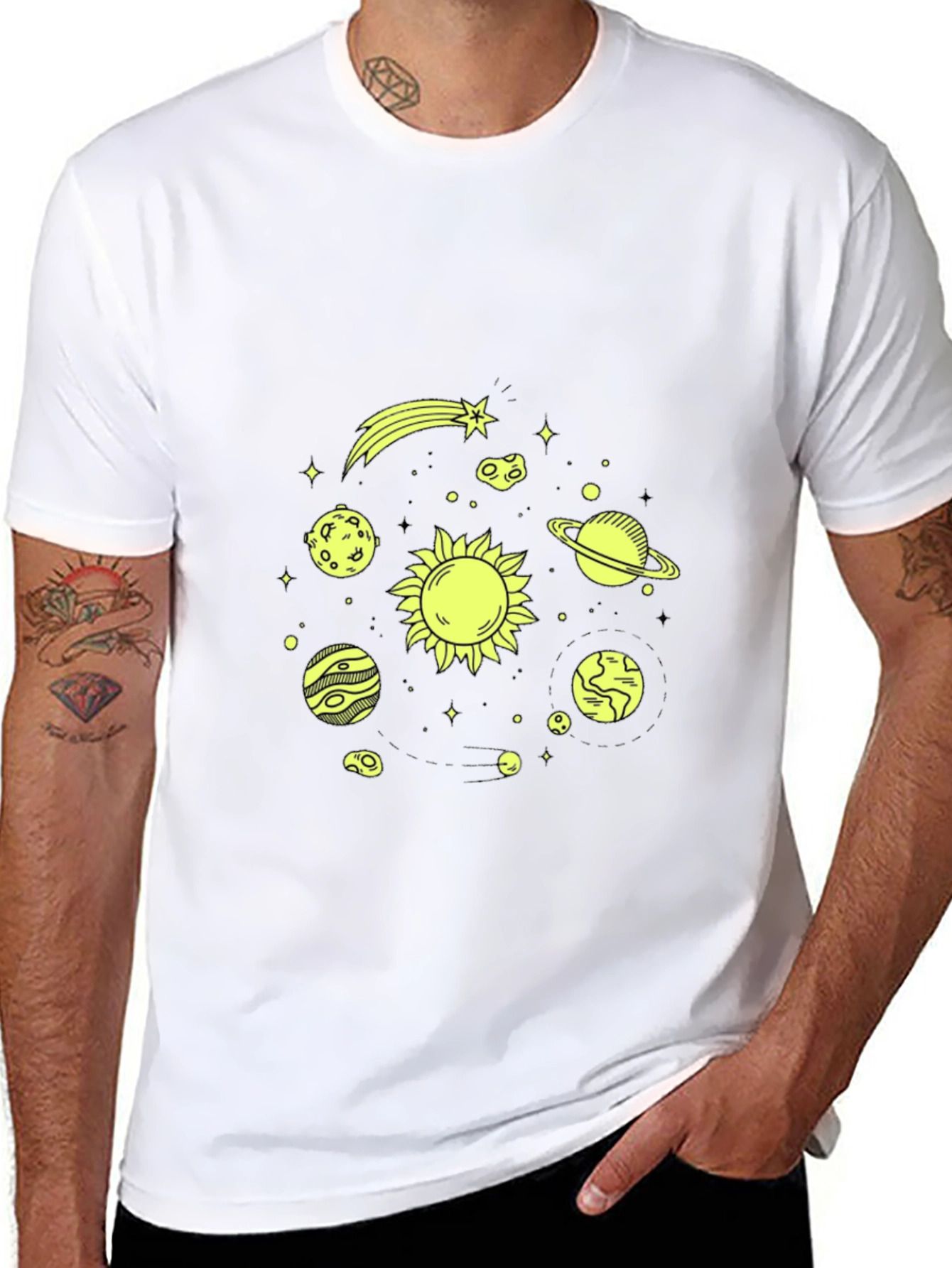 Cosmic Solar System Graphic Tee - Black