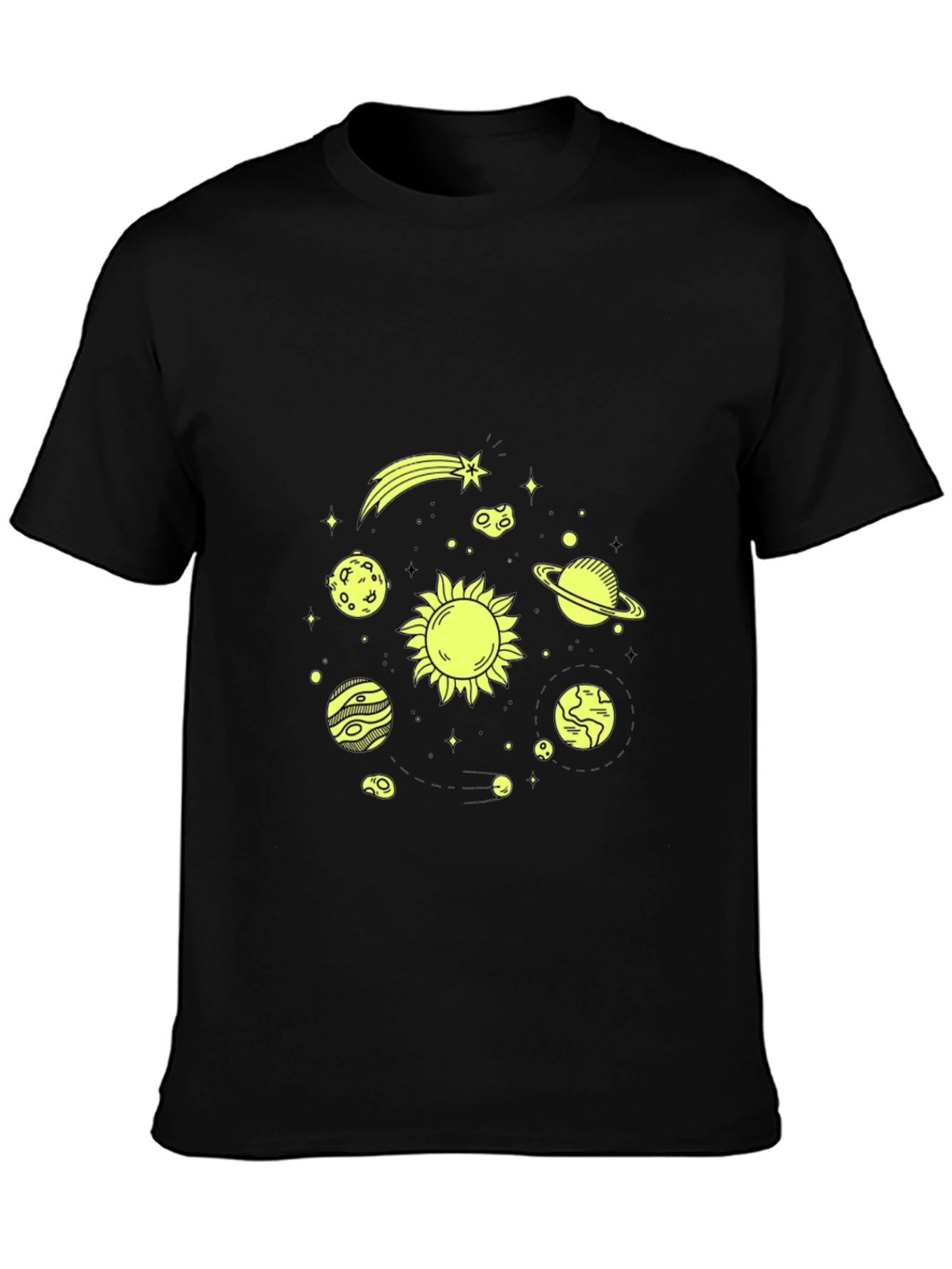 Cosmic Solar System Graphic Tee - Black