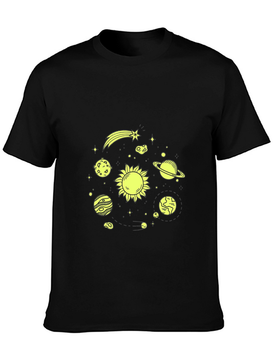 Cosmic Solar System Graphic Tee - Black
