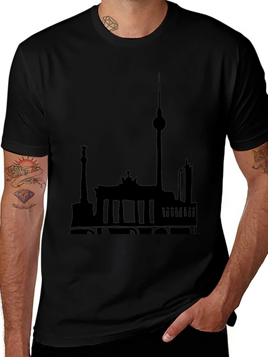 Berlin Skyline Graphic Tee - Soft Cotton Black T-Shirt