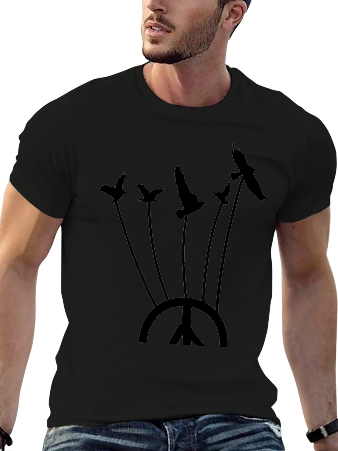 Black Bird Graphic Print T-Shirt