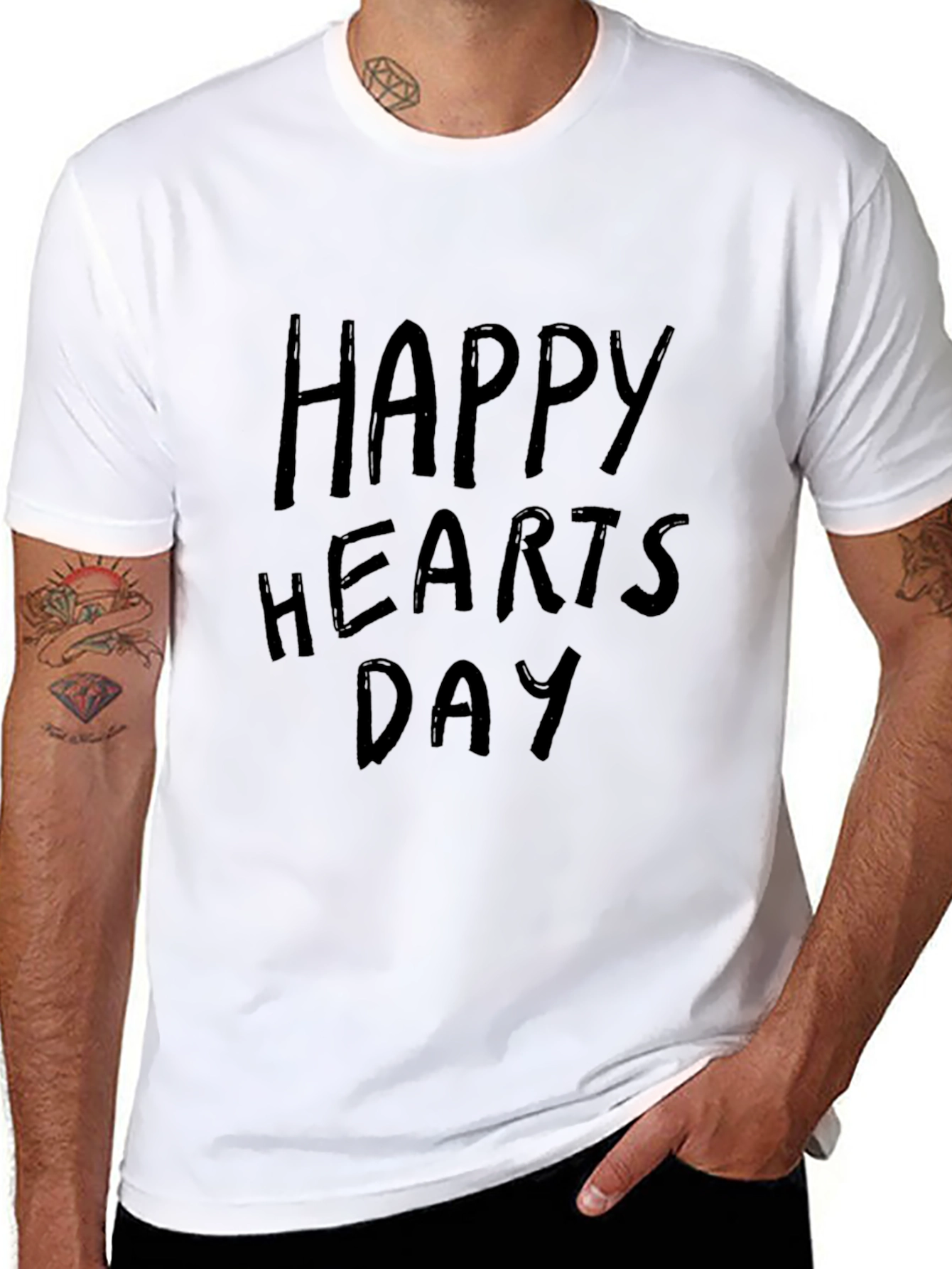 Happy Hearts Day Graphic Tee - Black