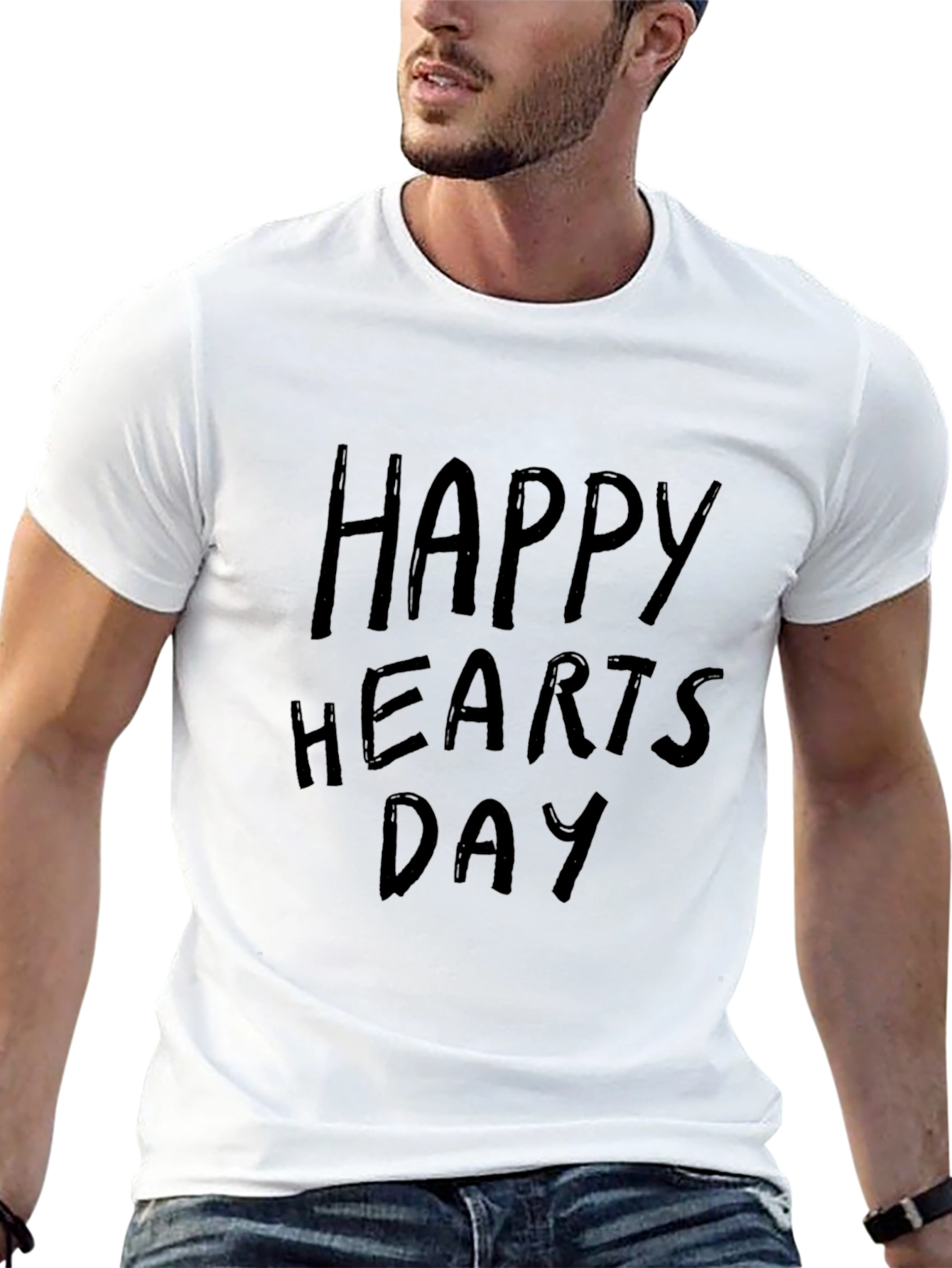 Happy Hearts Day Graphic Tee - Black