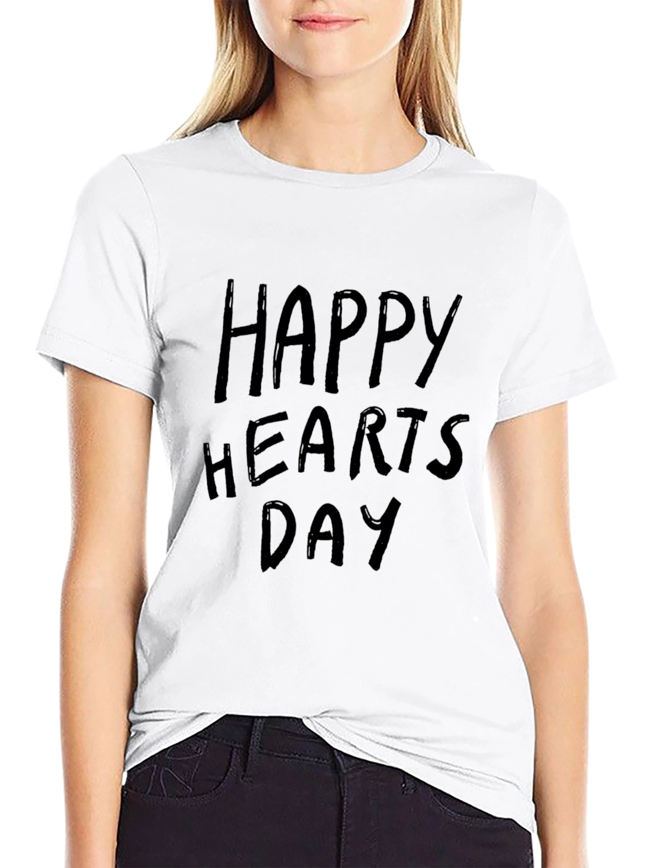 Happy Hearts Day Graphic Tee - Black