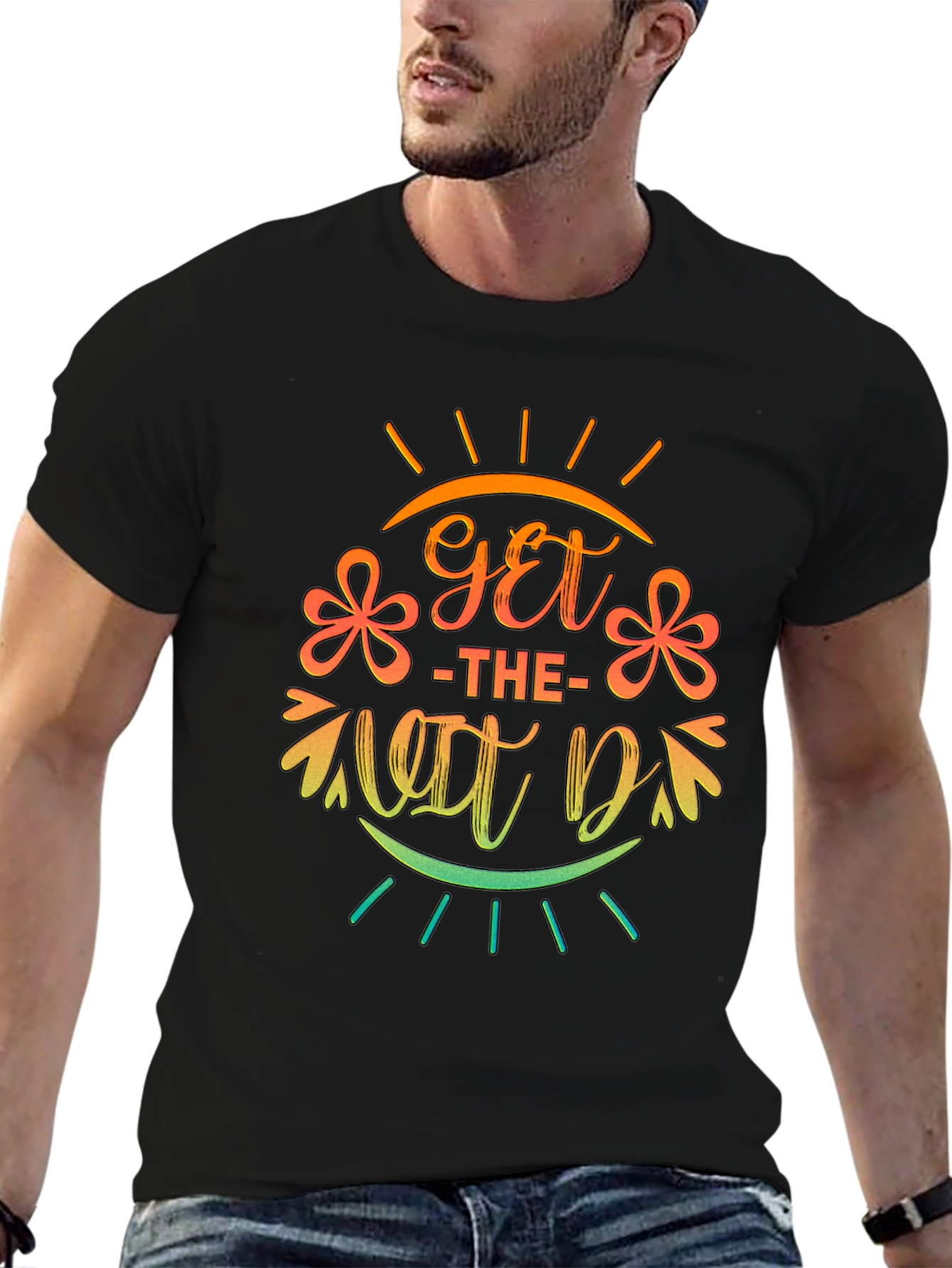 Get the Vibe On Black Graphic T-Shirt