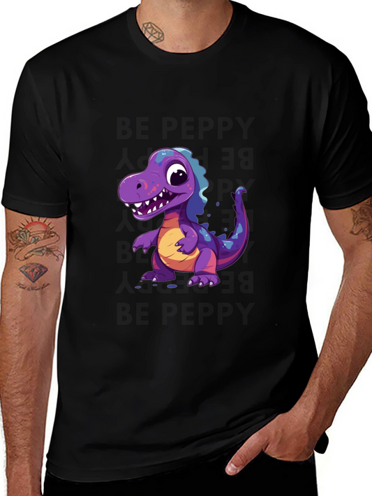 Dinosaur Graphic Tee - Black Cotton T-Shirt