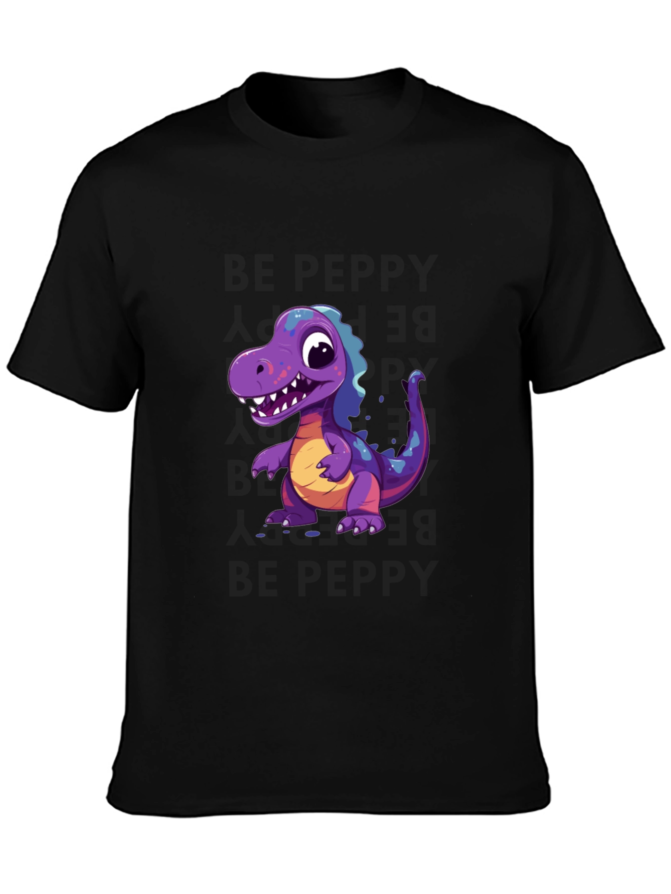 Dinosaur Graphic Tee - Black Cotton T-Shirt