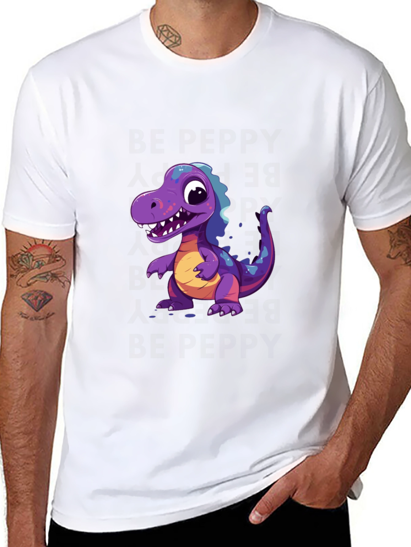 Dinosaur Graphic Tee - Black Cotton T-Shirt