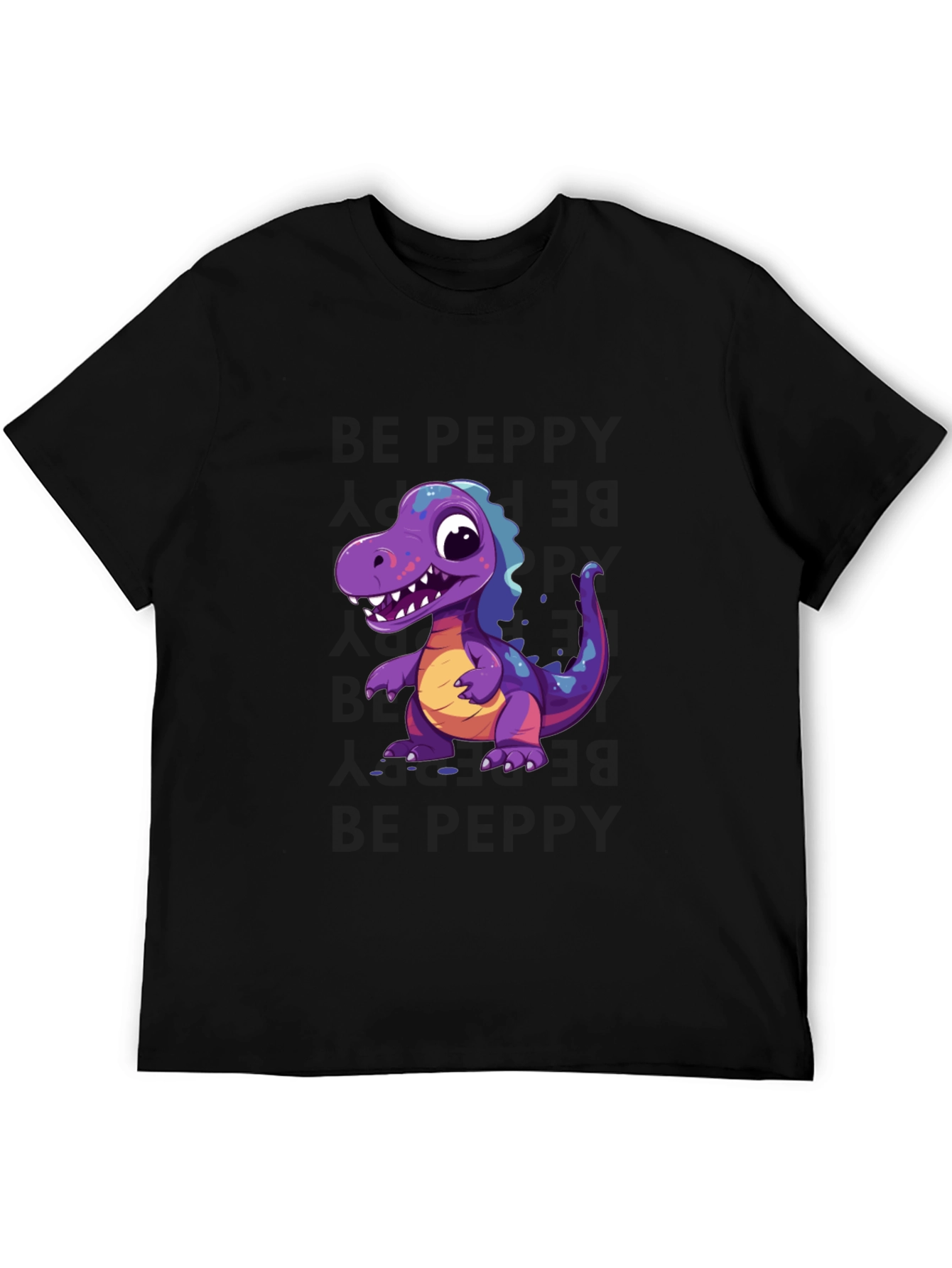 Dinosaur Graphic Tee - Black Cotton T-Shirt