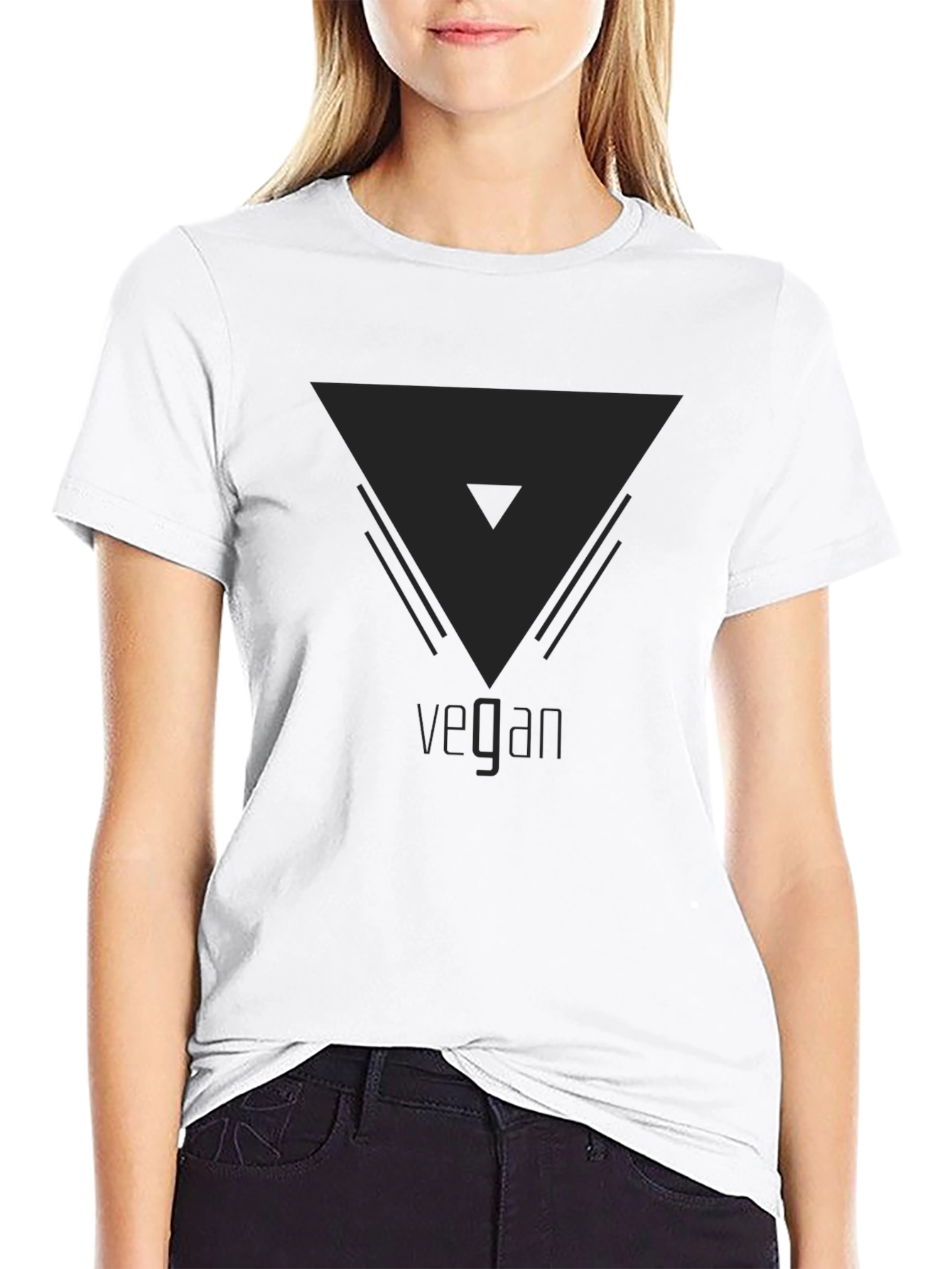 Vegan Triangle Graphic Tee - Modern Black T-Shirt