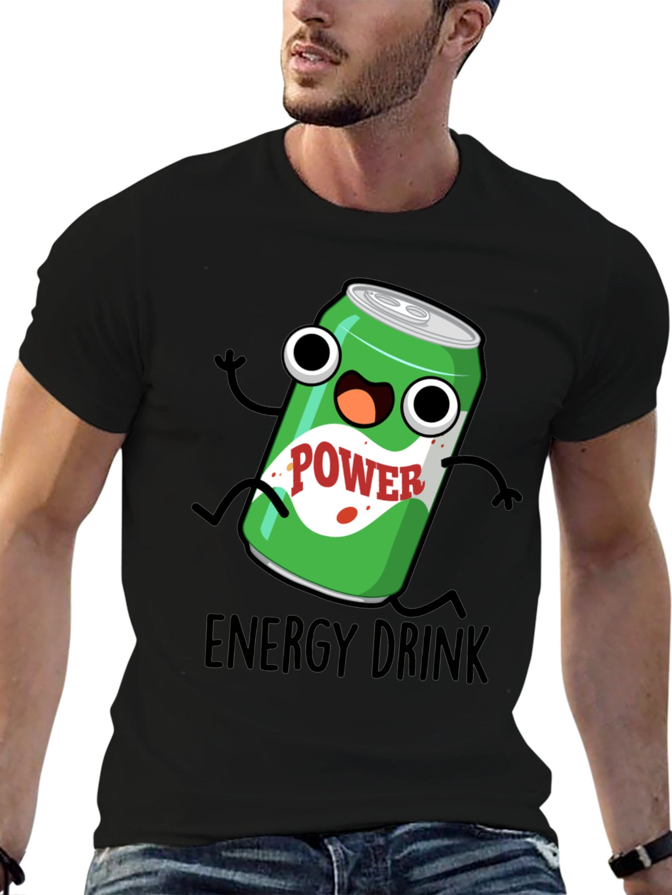 Cartoon Energy Drink T-Shirt - Black