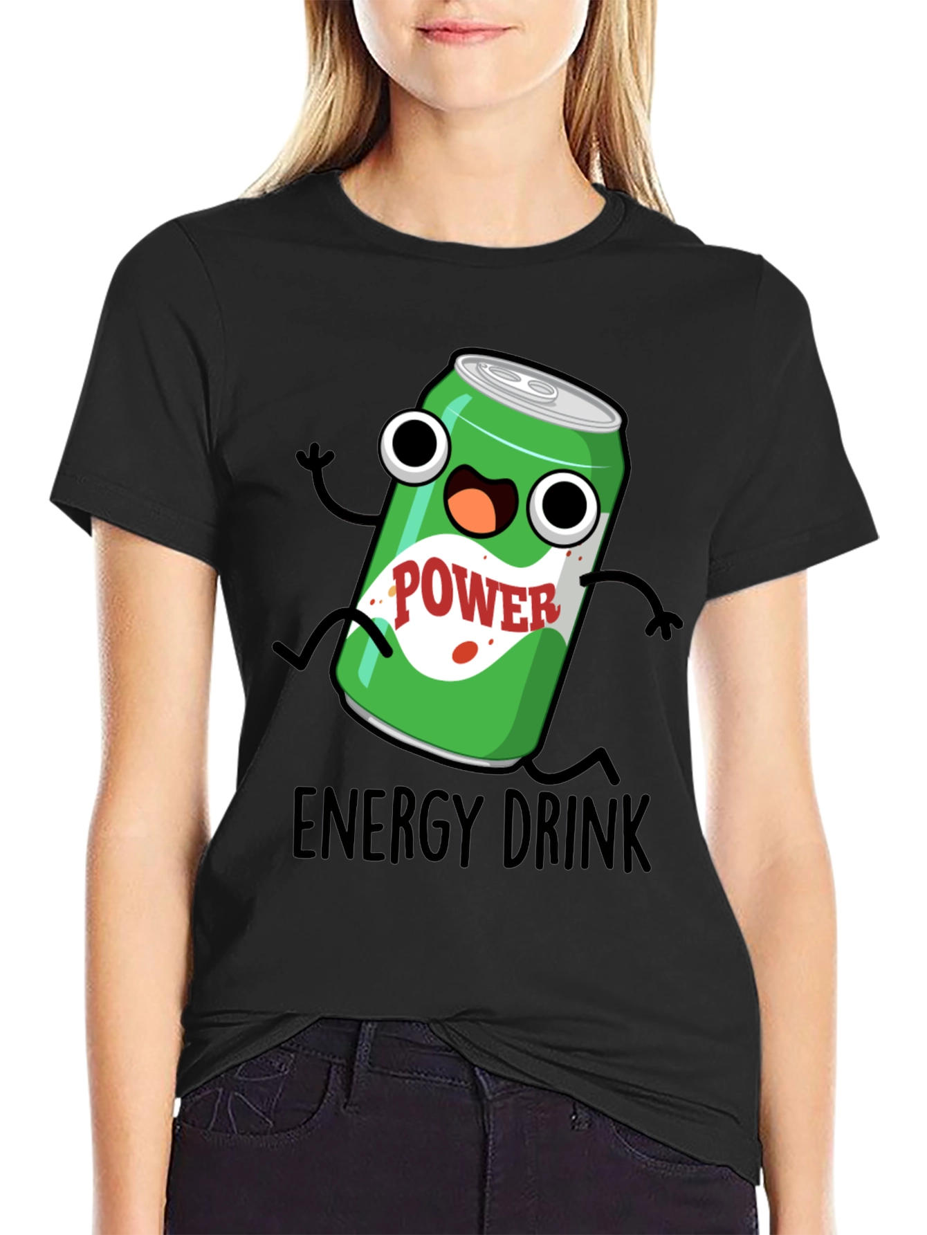 Cartoon Energy Drink T-Shirt - Black