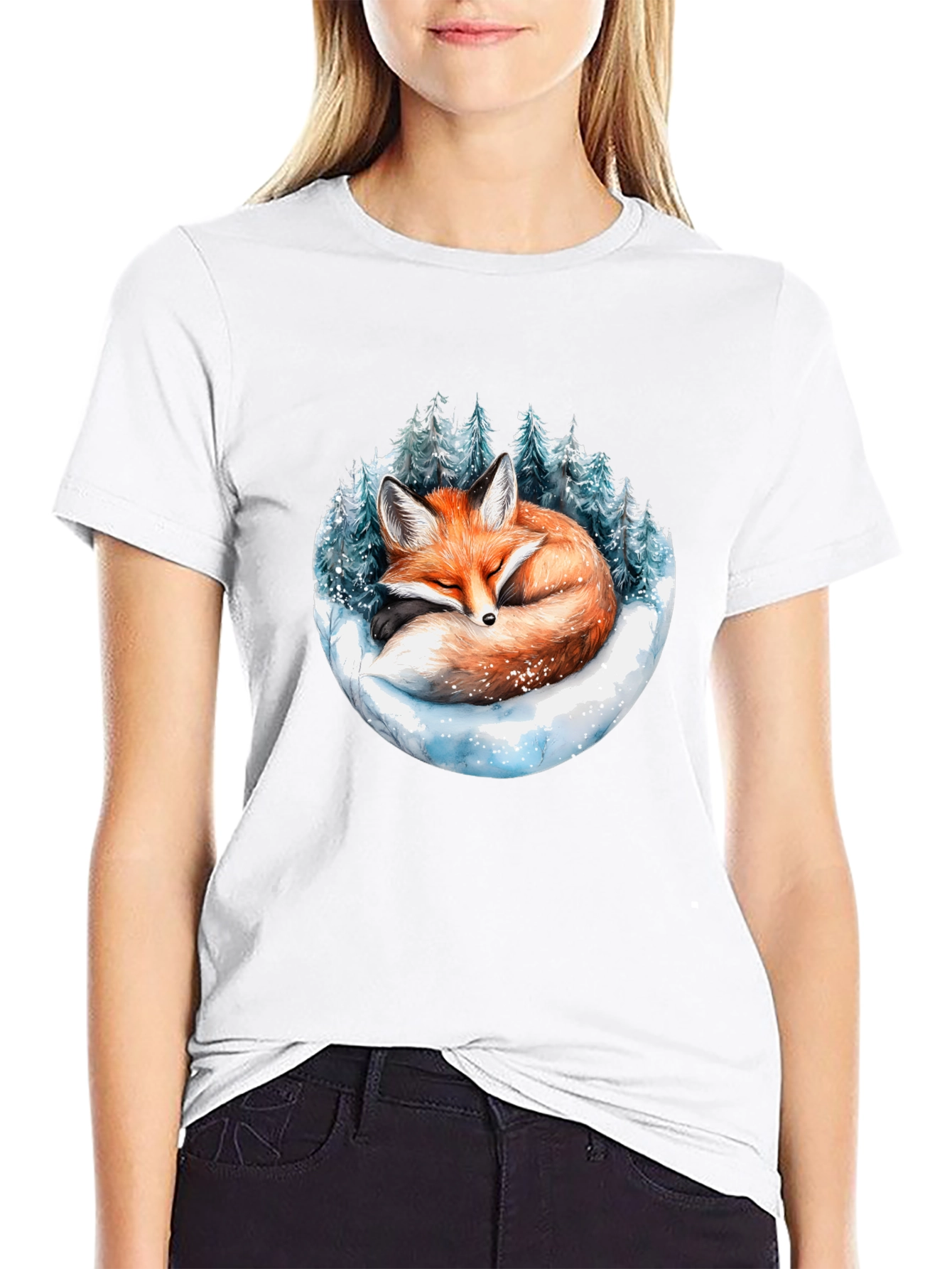Winter Fox Graphic Tee - Cozy Wildlife Design