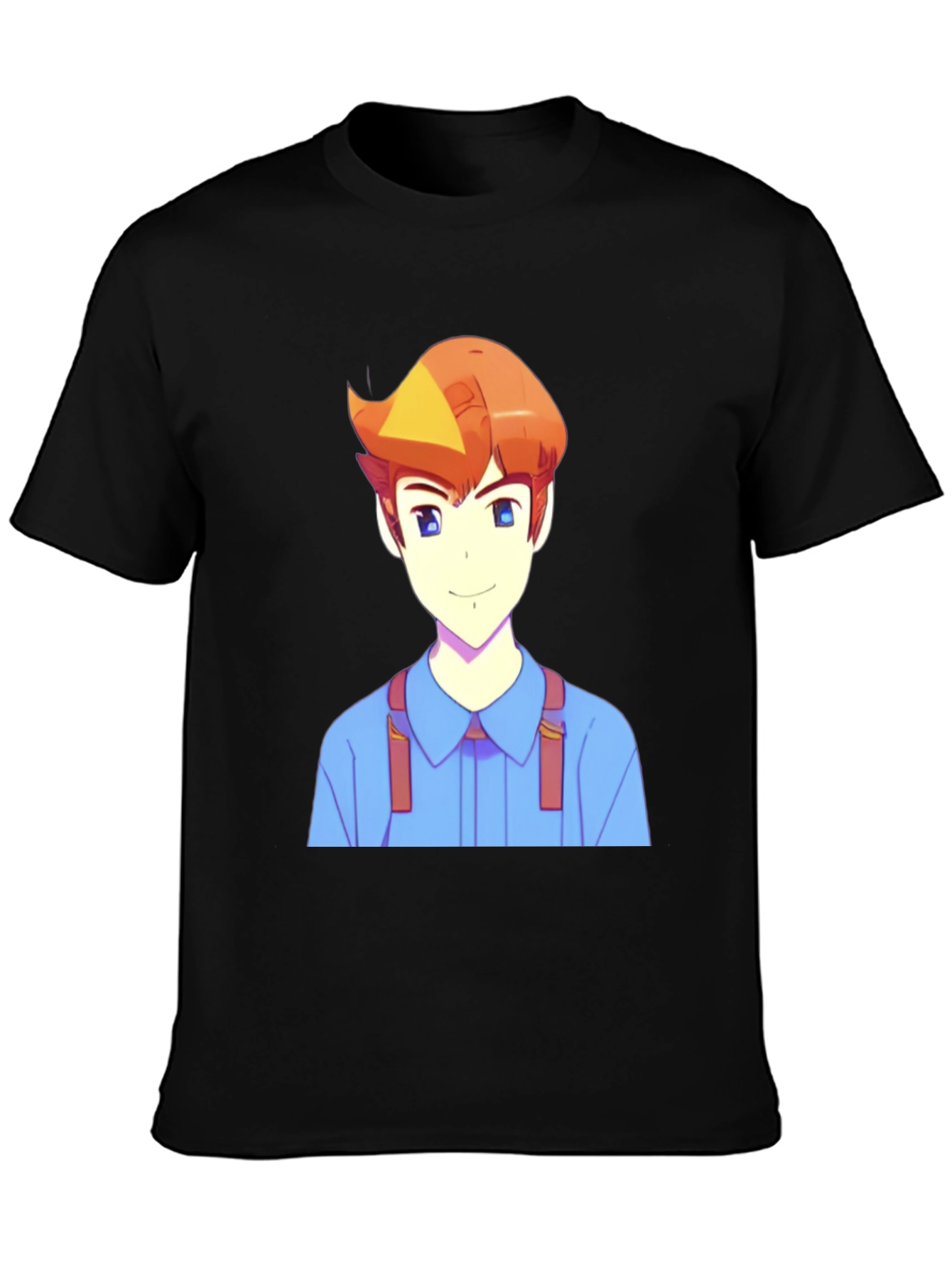 Anime Character Print Black T-Shirt