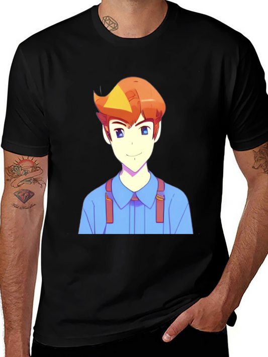 Anime Character Print Black T-Shirt