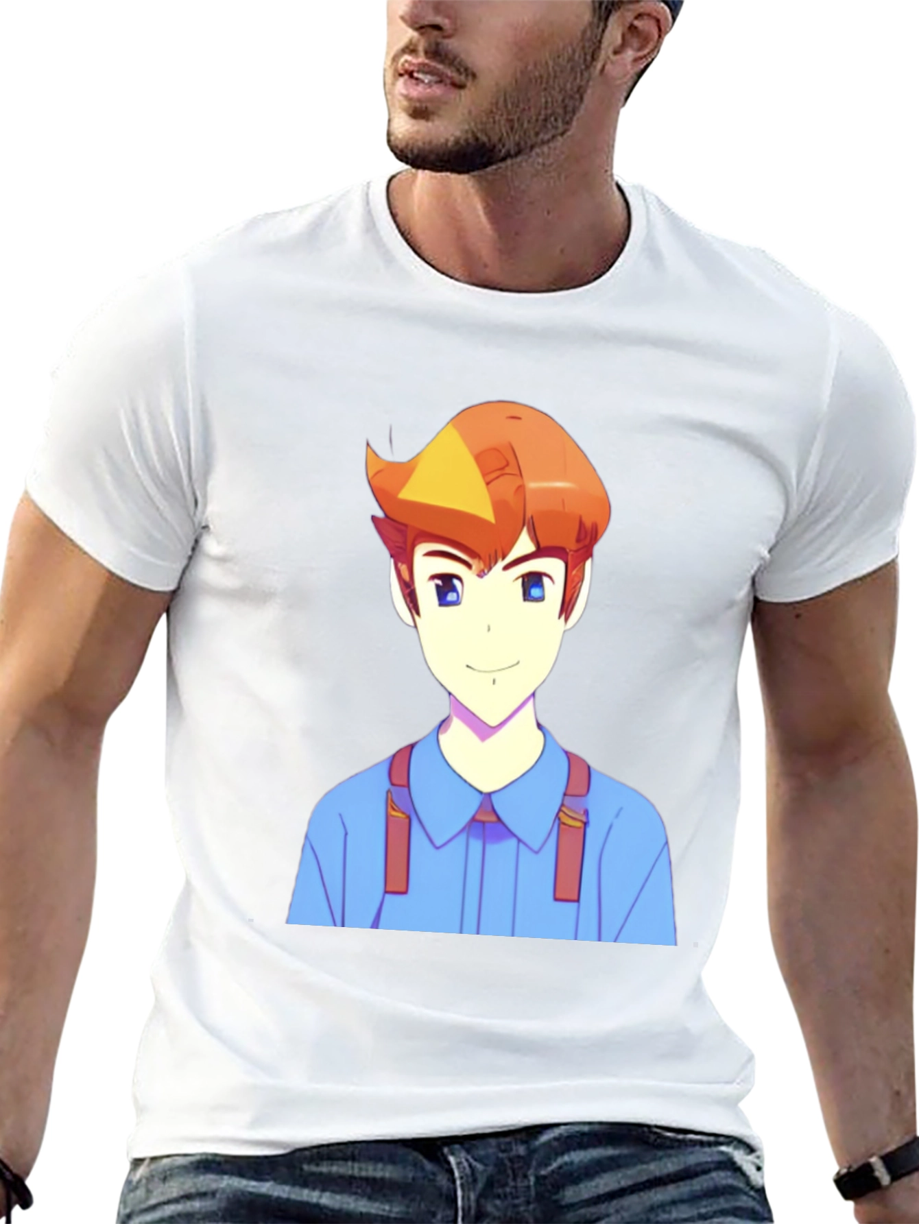 Anime Character Print Black T-Shirt