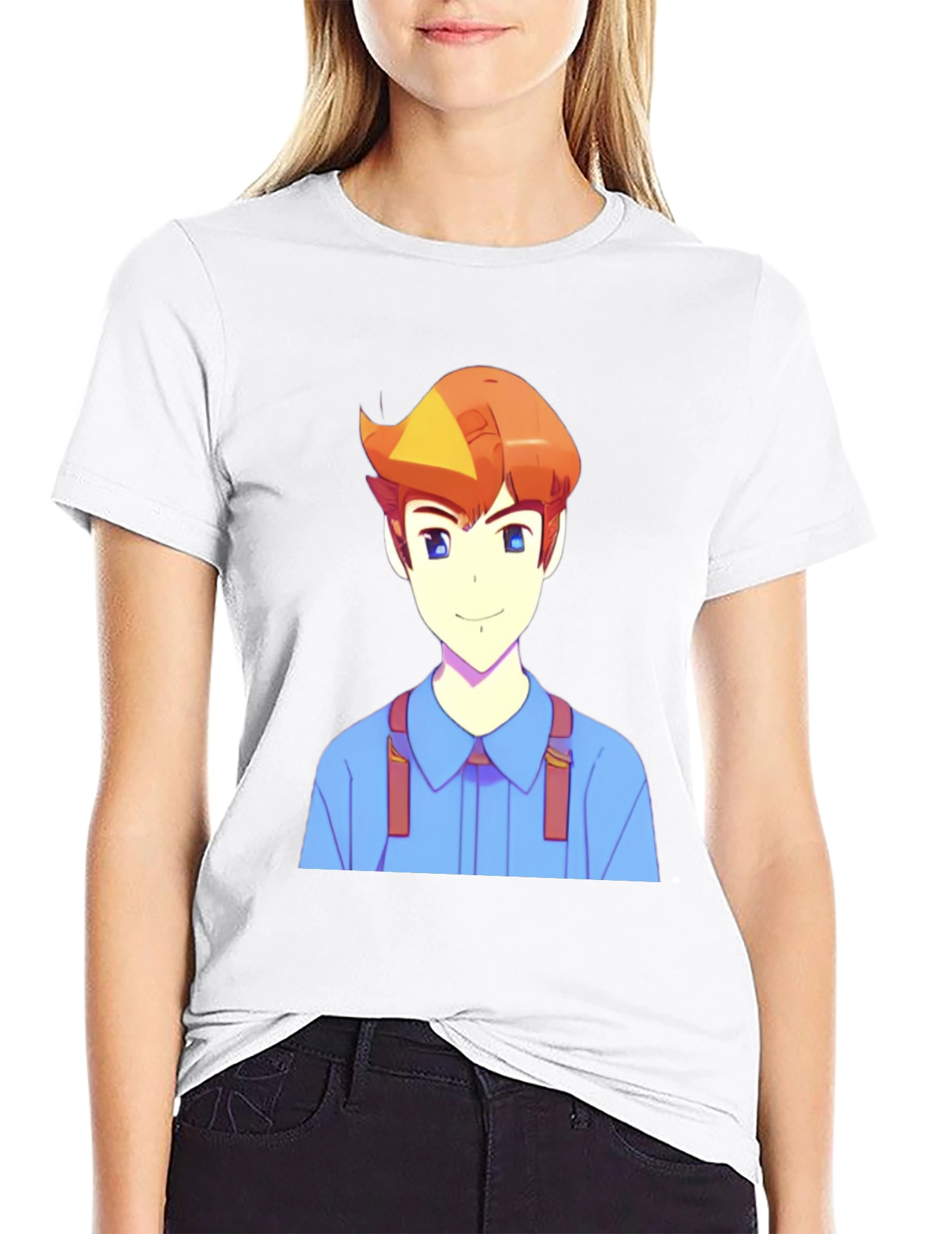 Anime Character Print Black T-Shirt