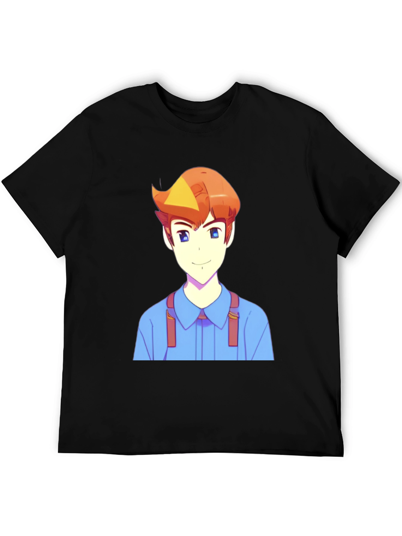 Anime Character Print Black T-Shirt
