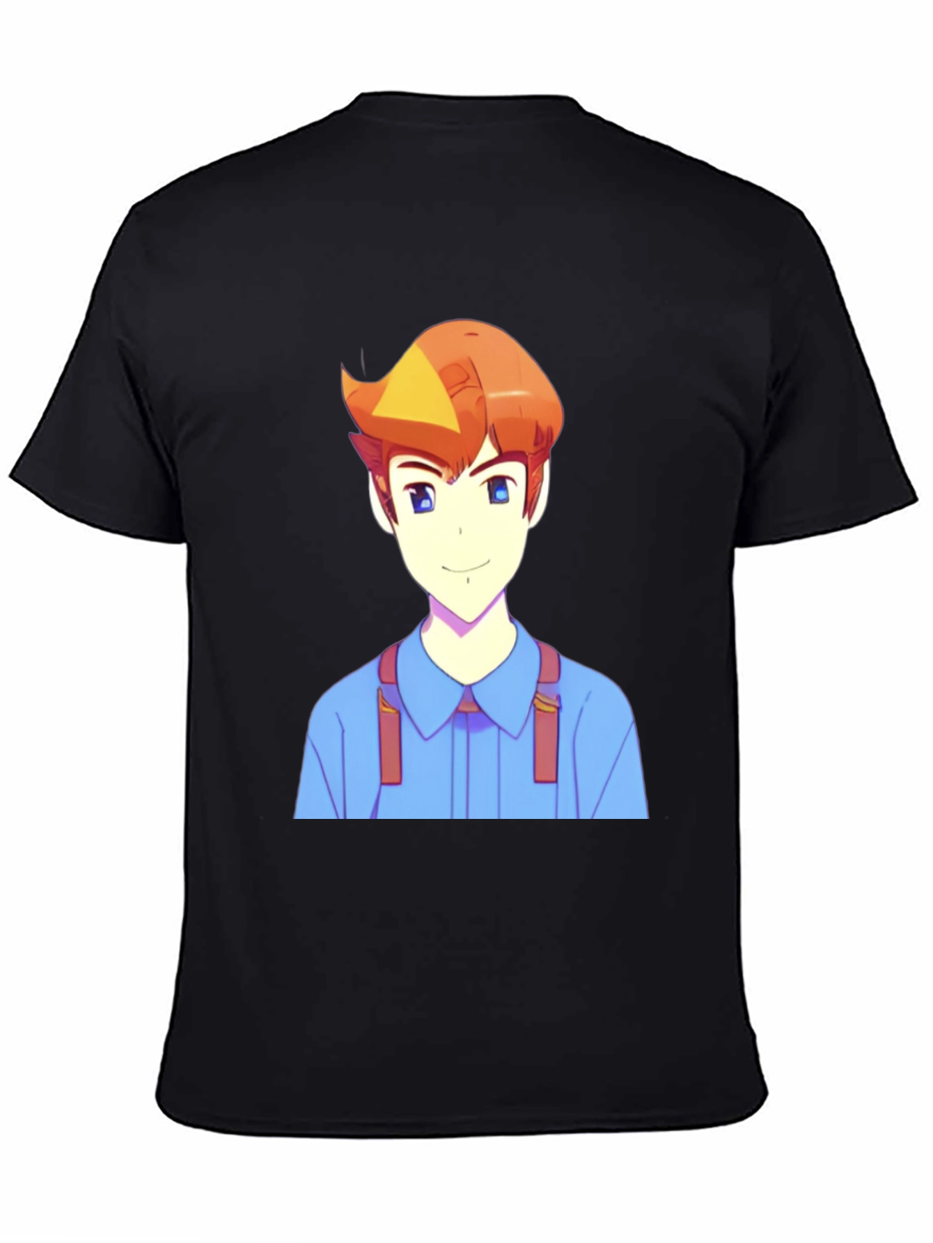 Anime Character Print Black T-Shirt