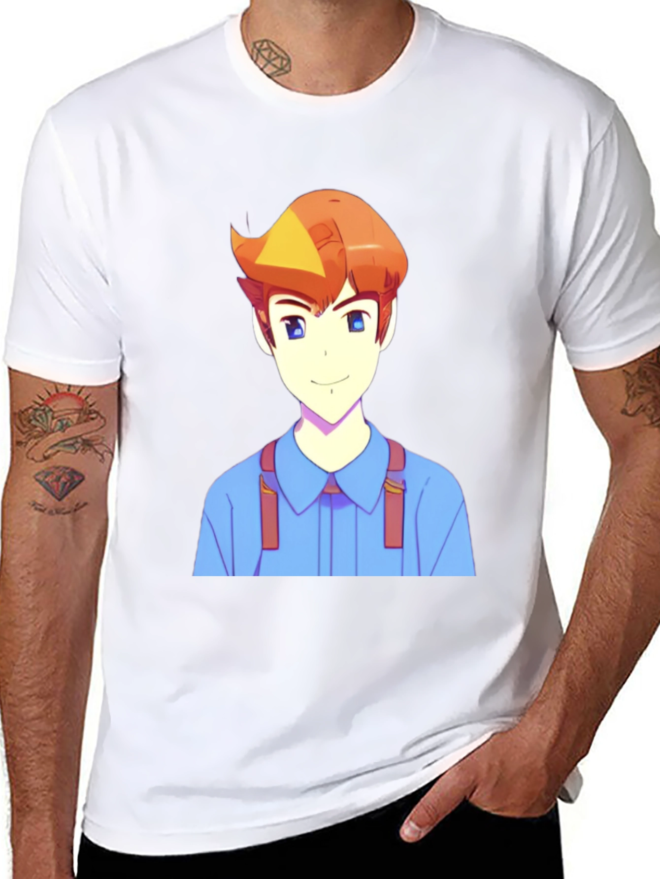 Anime Character Print Black T-Shirt