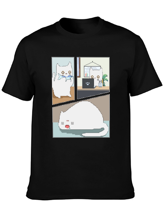 Pixel Cat T-Shirt: Work From Home Comic Tee