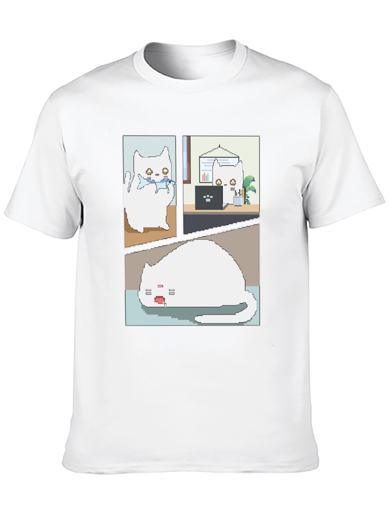 Pixel Cat T-Shirt: Work From Home Comic Tee