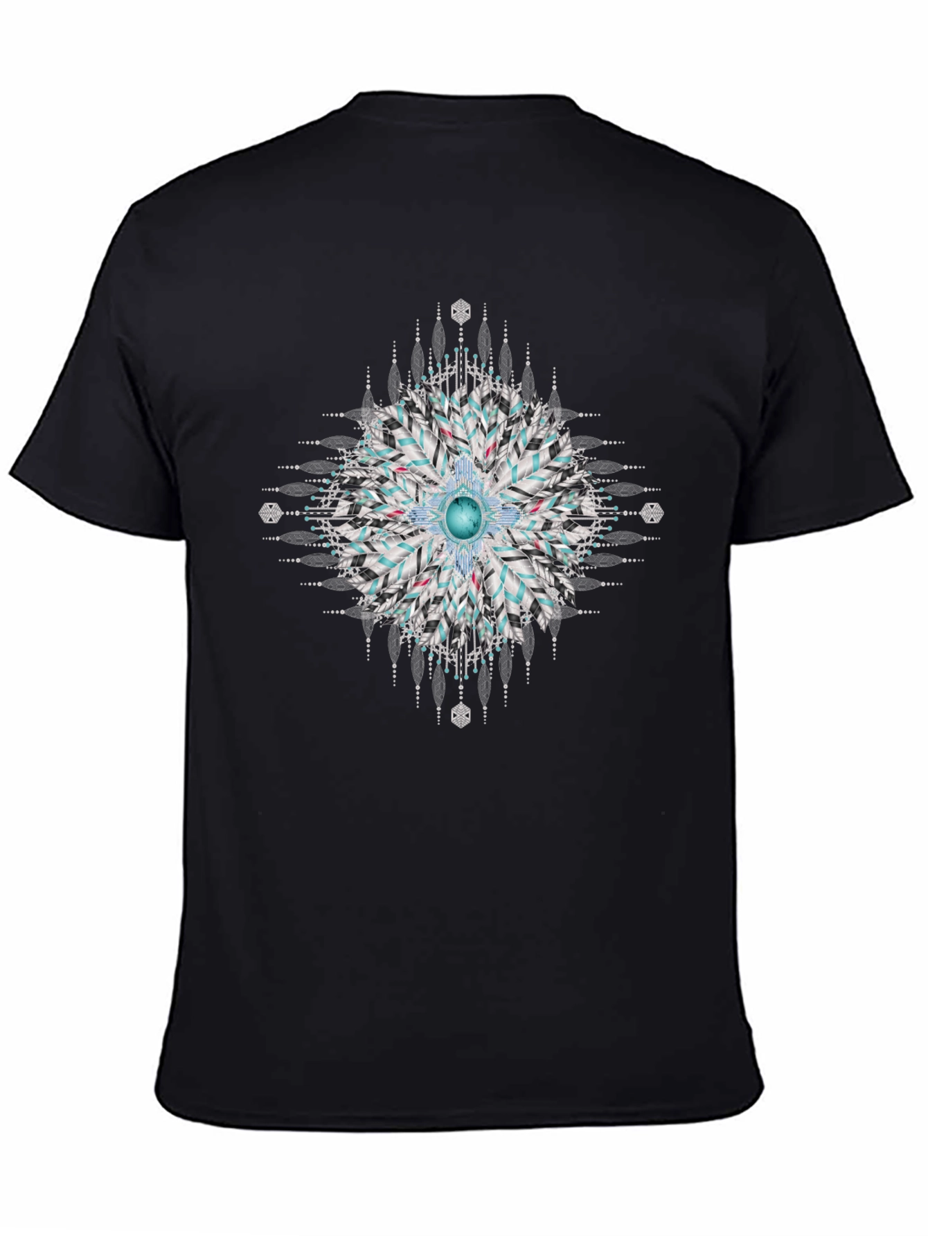 Geometric Mandala Print Black T-Shirt