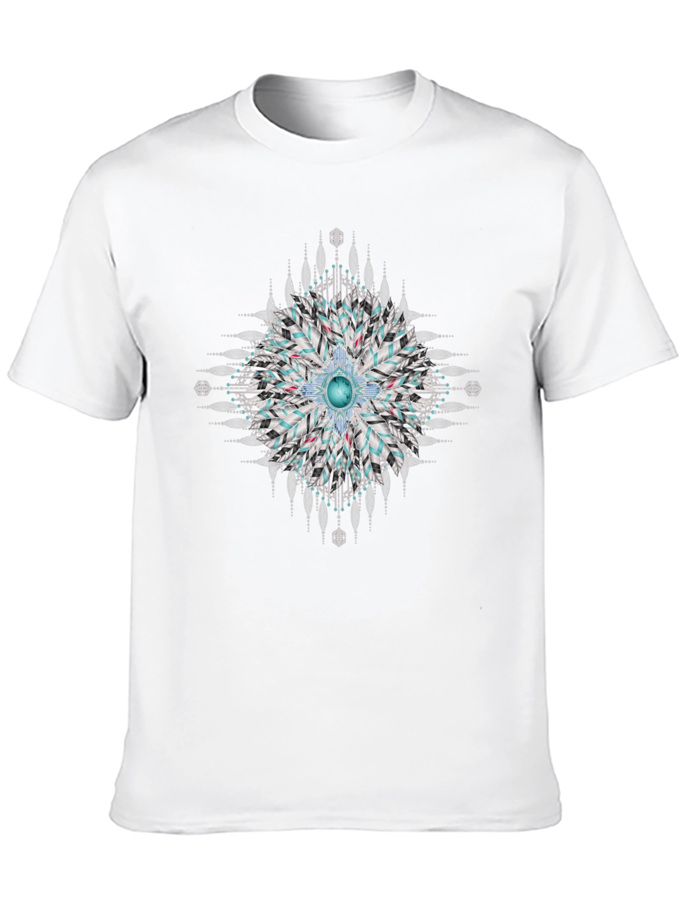 Geometric Mandala Print Black T-Shirt