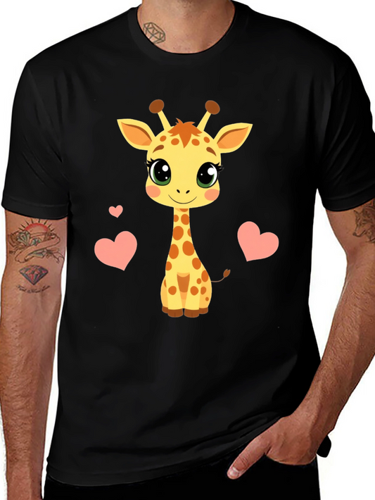 Giraffe Heart Graphic Tee - Mens Black T-Shirt
