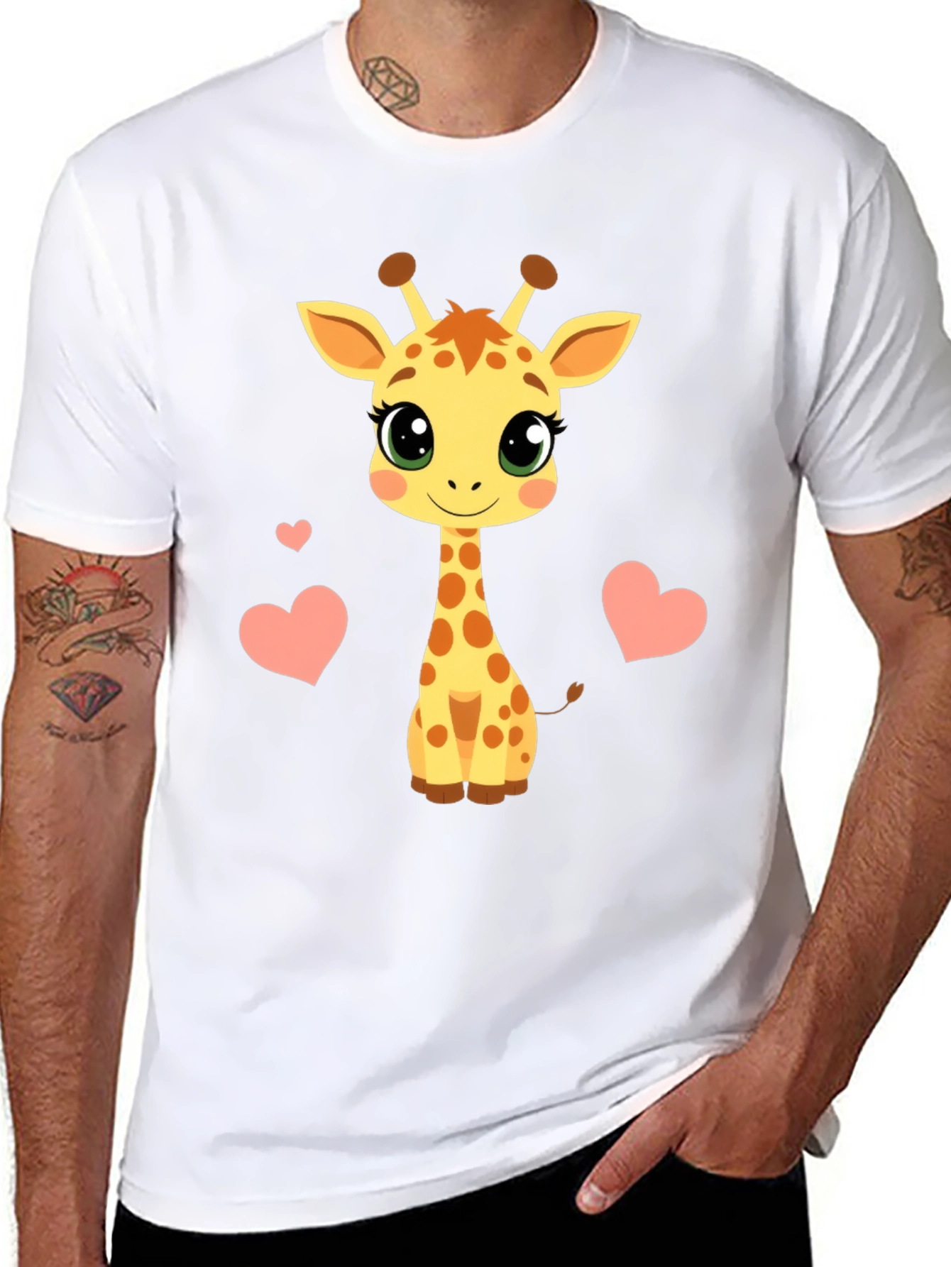 Giraffe Heart Graphic Tee - Mens Black T-Shirt