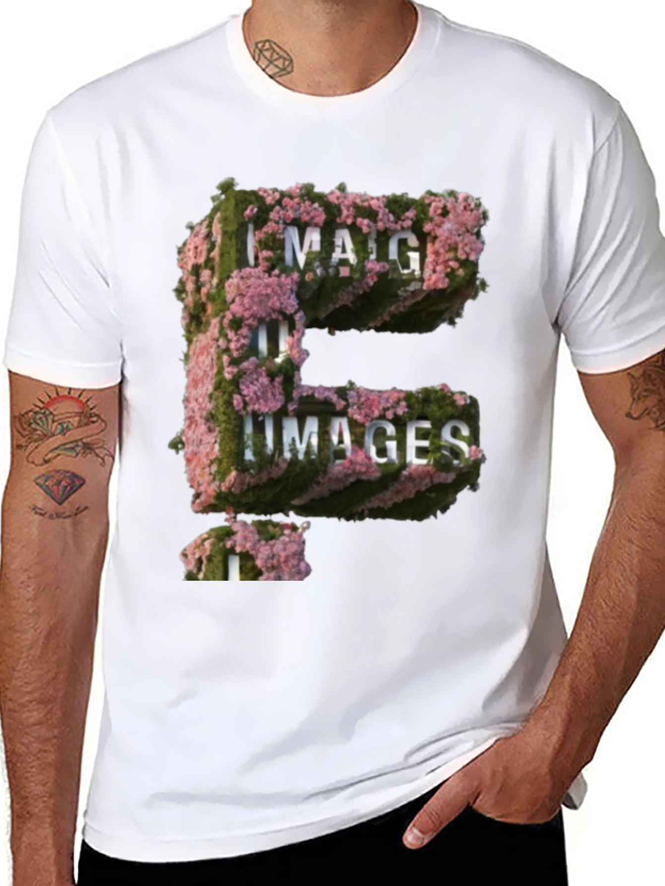 Floral E Images T-Shirt - Unique Graphic Tee