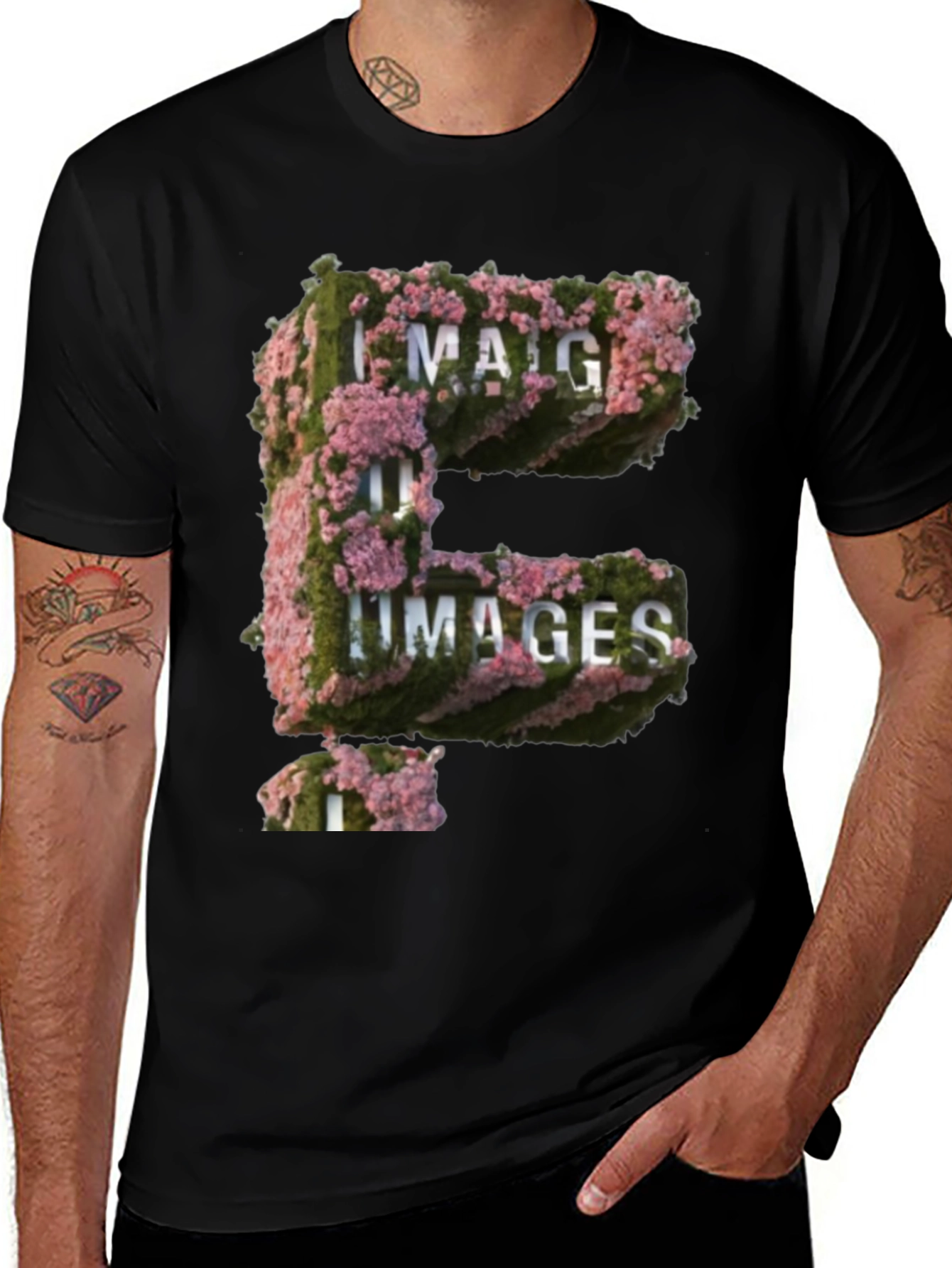 Floral E Images T-Shirt - Unique Graphic Tee