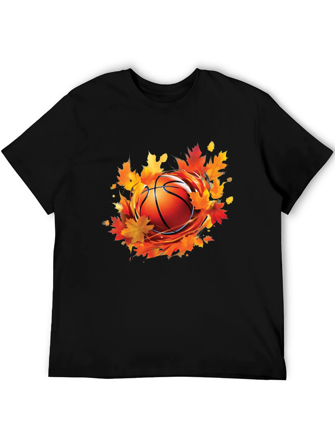 Fall Basketball Graphic Tee - Autumn Leaves