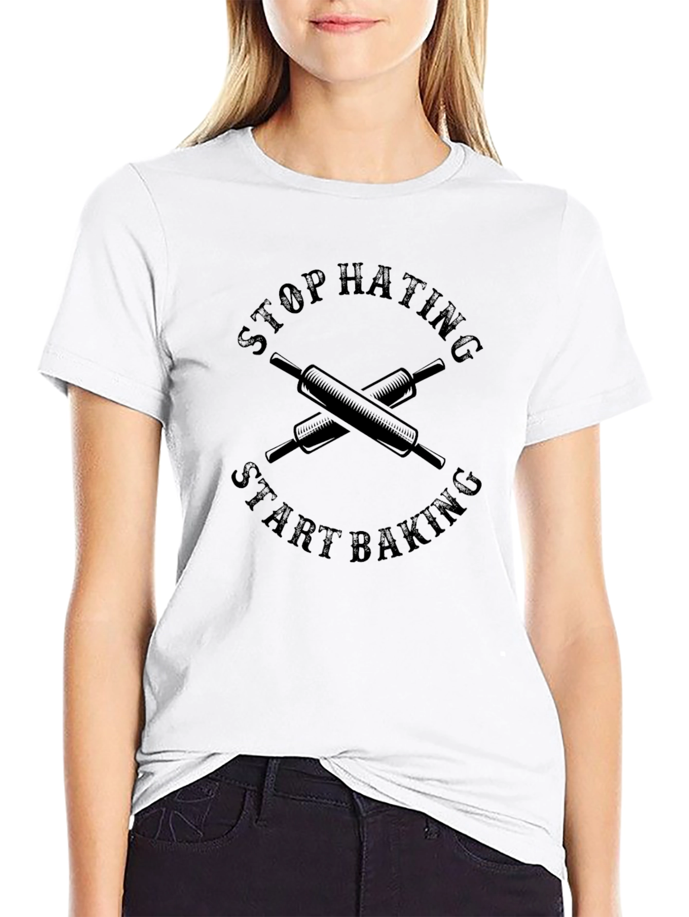 Stop Hating Start Baking Black T-Shirt