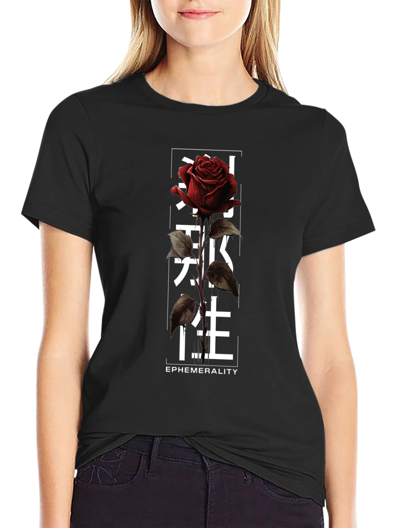 Ephemeral Rose Graphic Tee - Black