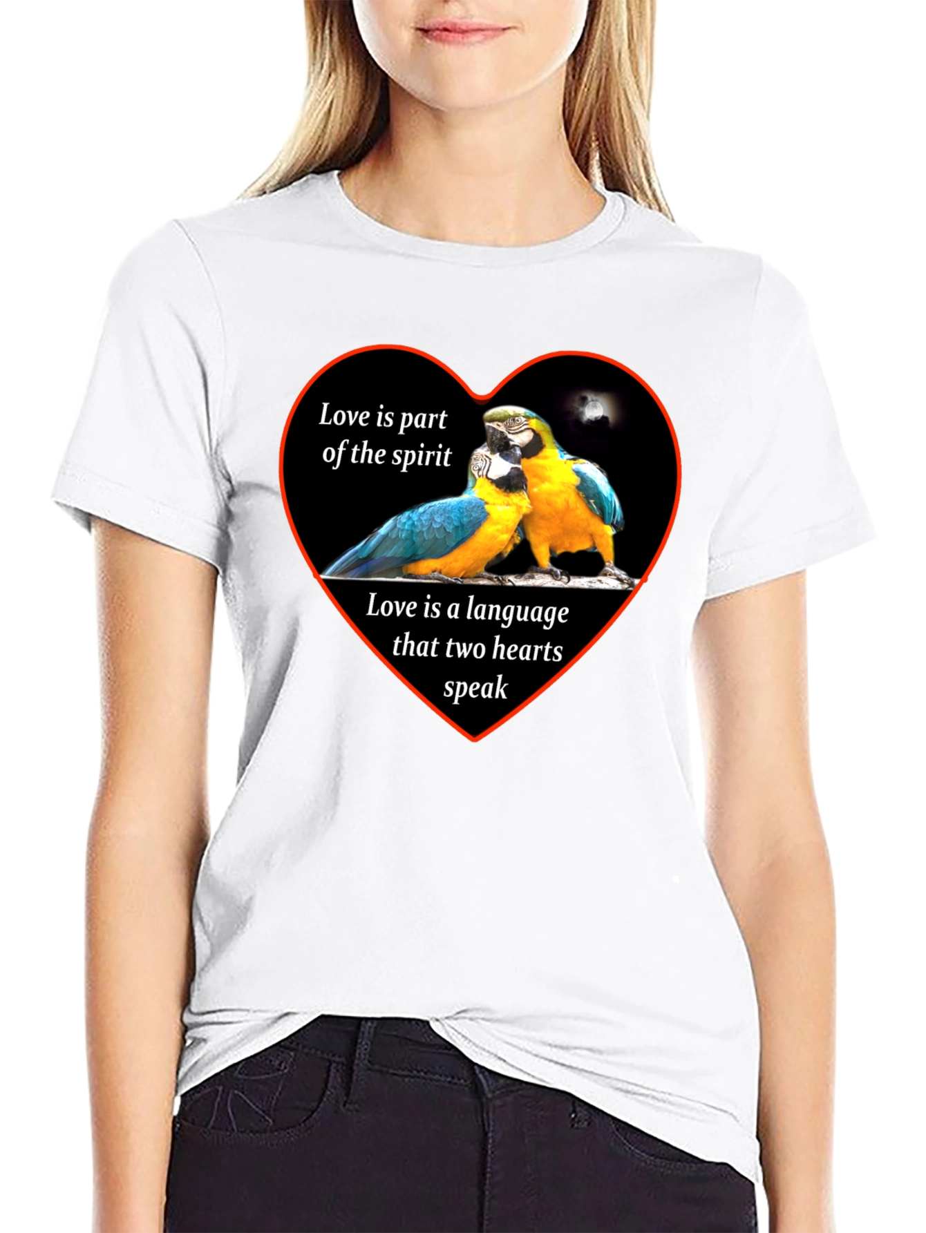 Love Parrots Heart T-Shirt - Spirit & Language