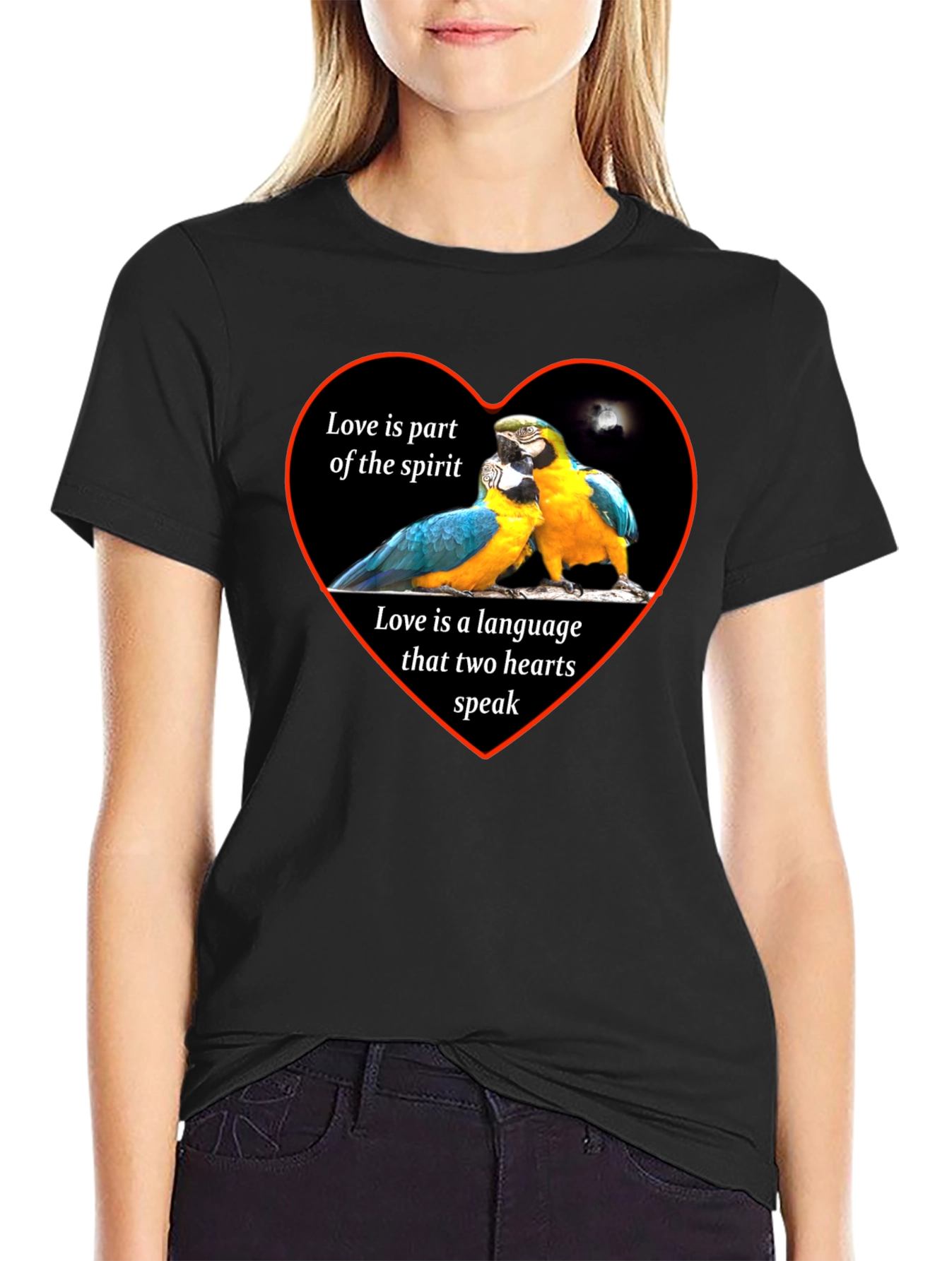 Love Parrots Heart T-Shirt - Spirit & Language