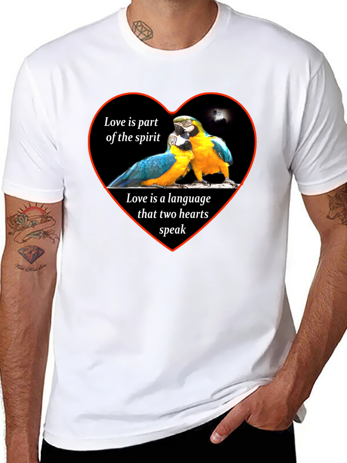 Love Parrots Heart T-Shirt - Spirit & Language