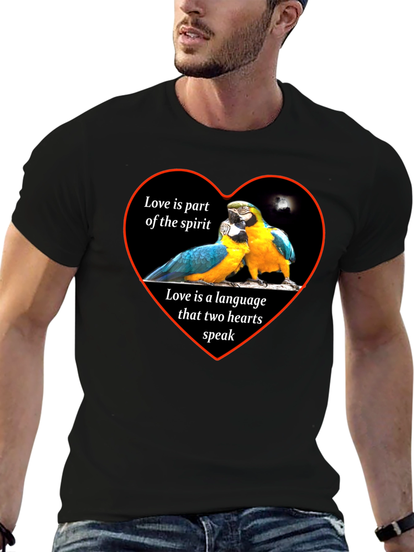 Love Parrots Heart T-Shirt - Spirit & Language