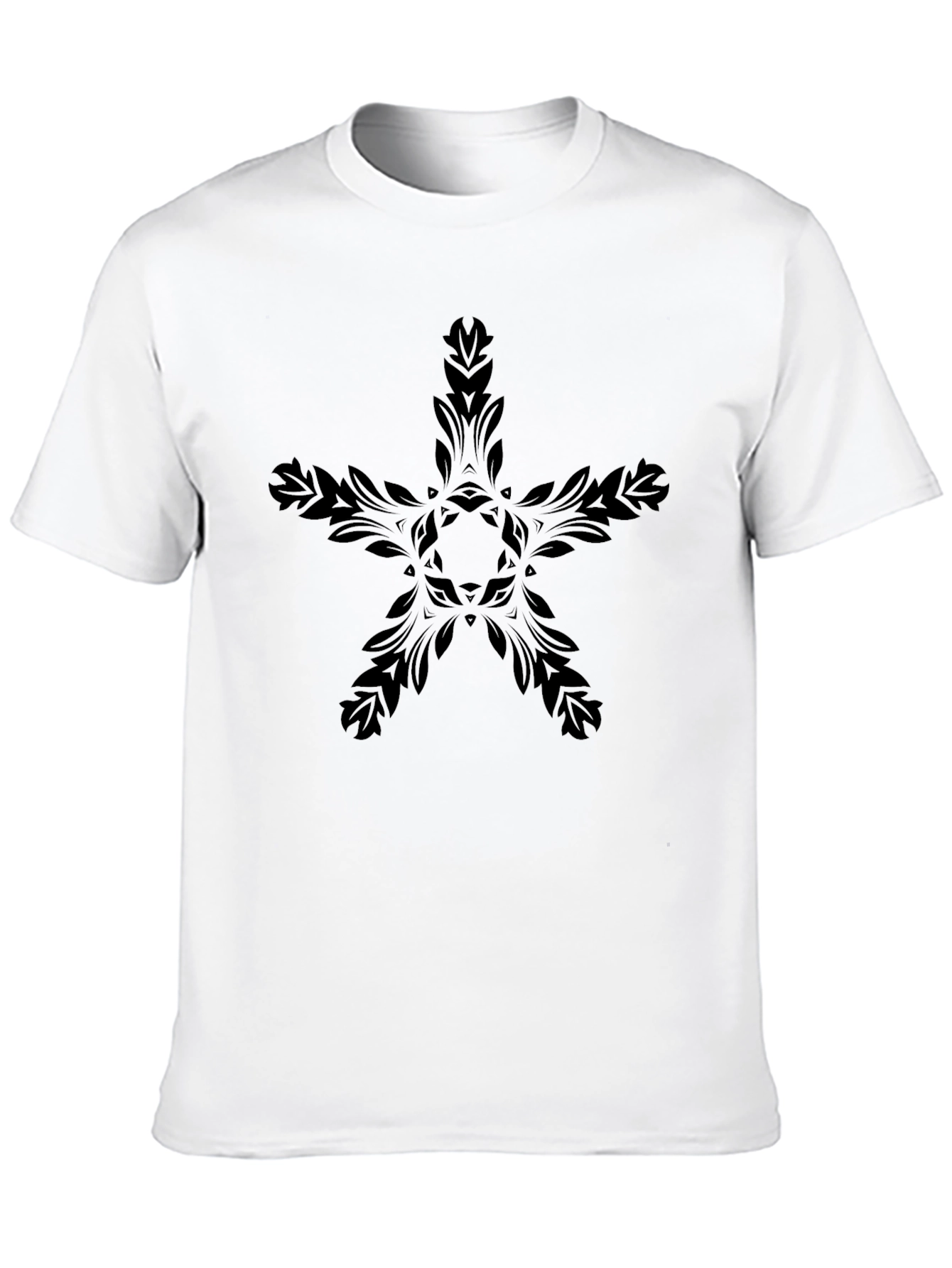 Elegant Black Star Floral Graphic T-Shirt