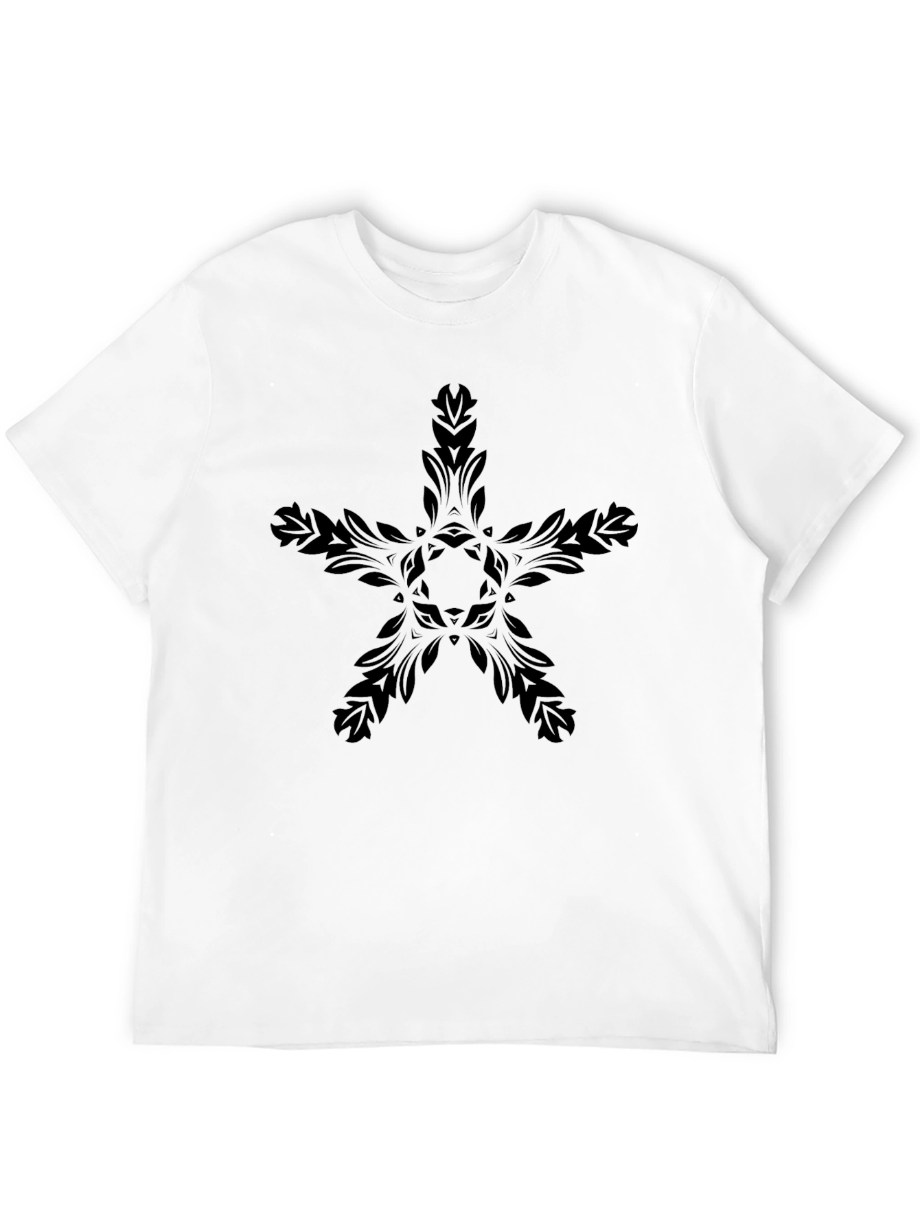 Elegant Black Star Floral Graphic T-Shirt