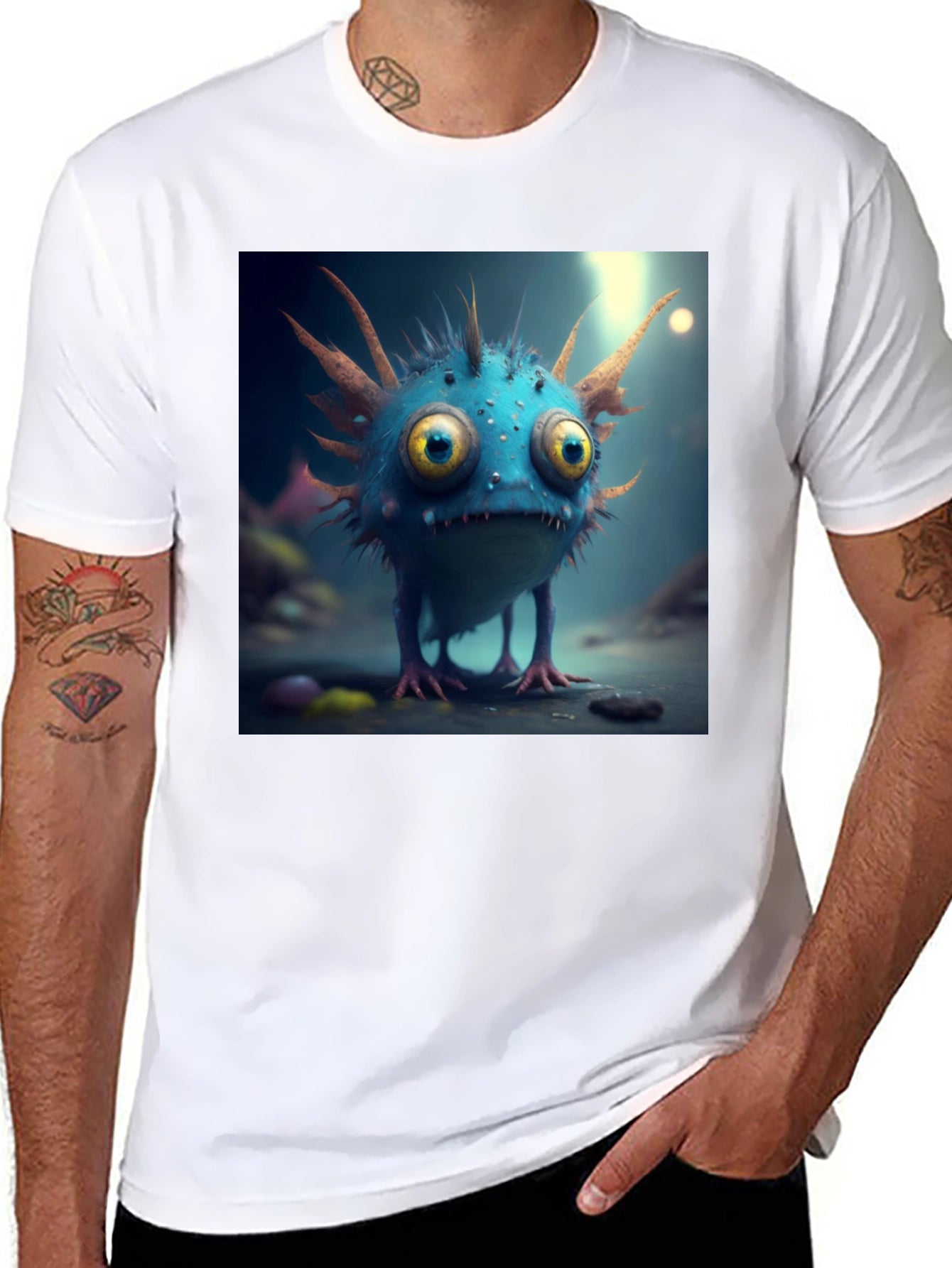 Cute Monster Graphic Tee - Black