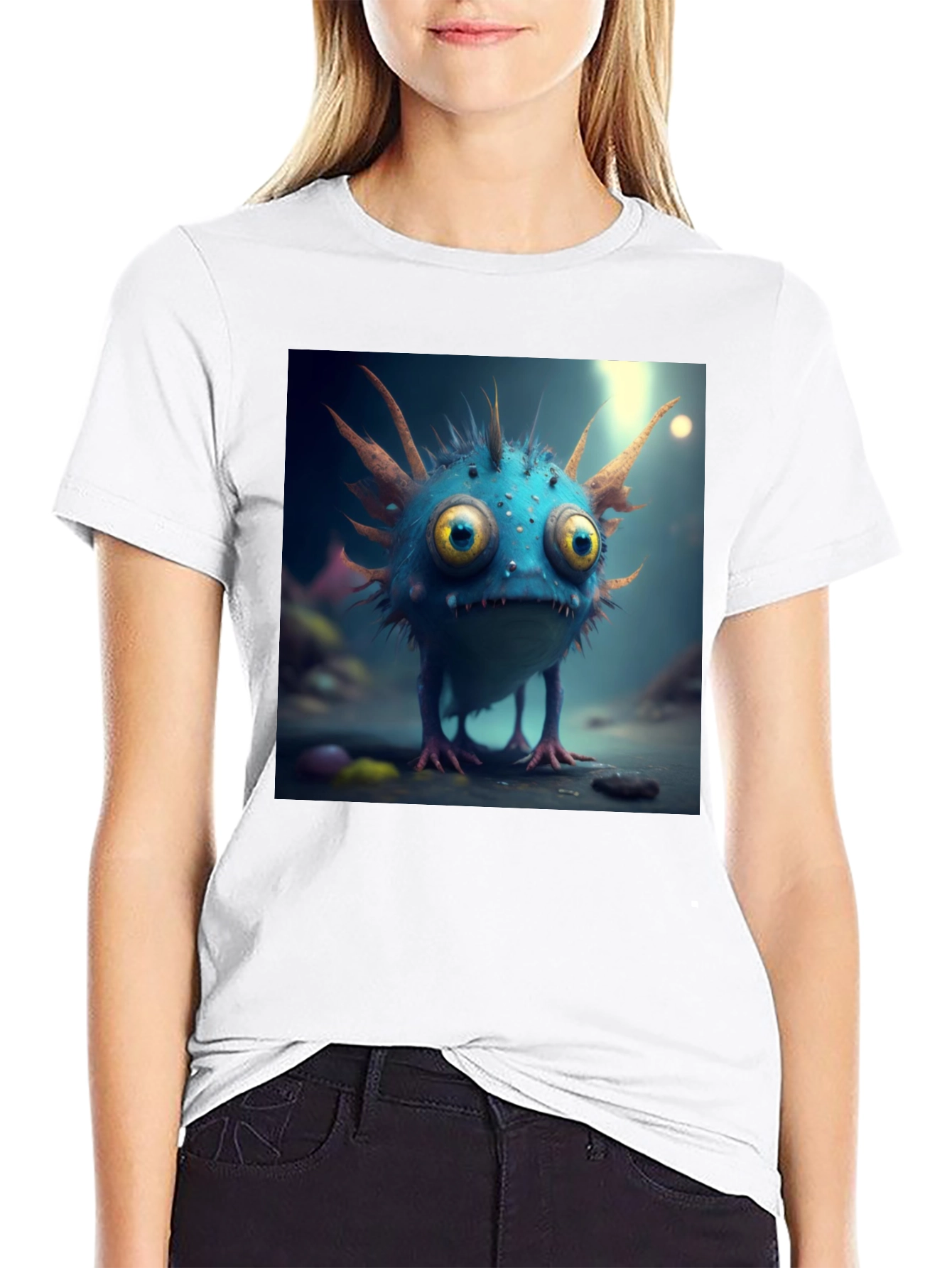 Cute Monster Graphic Tee - Black