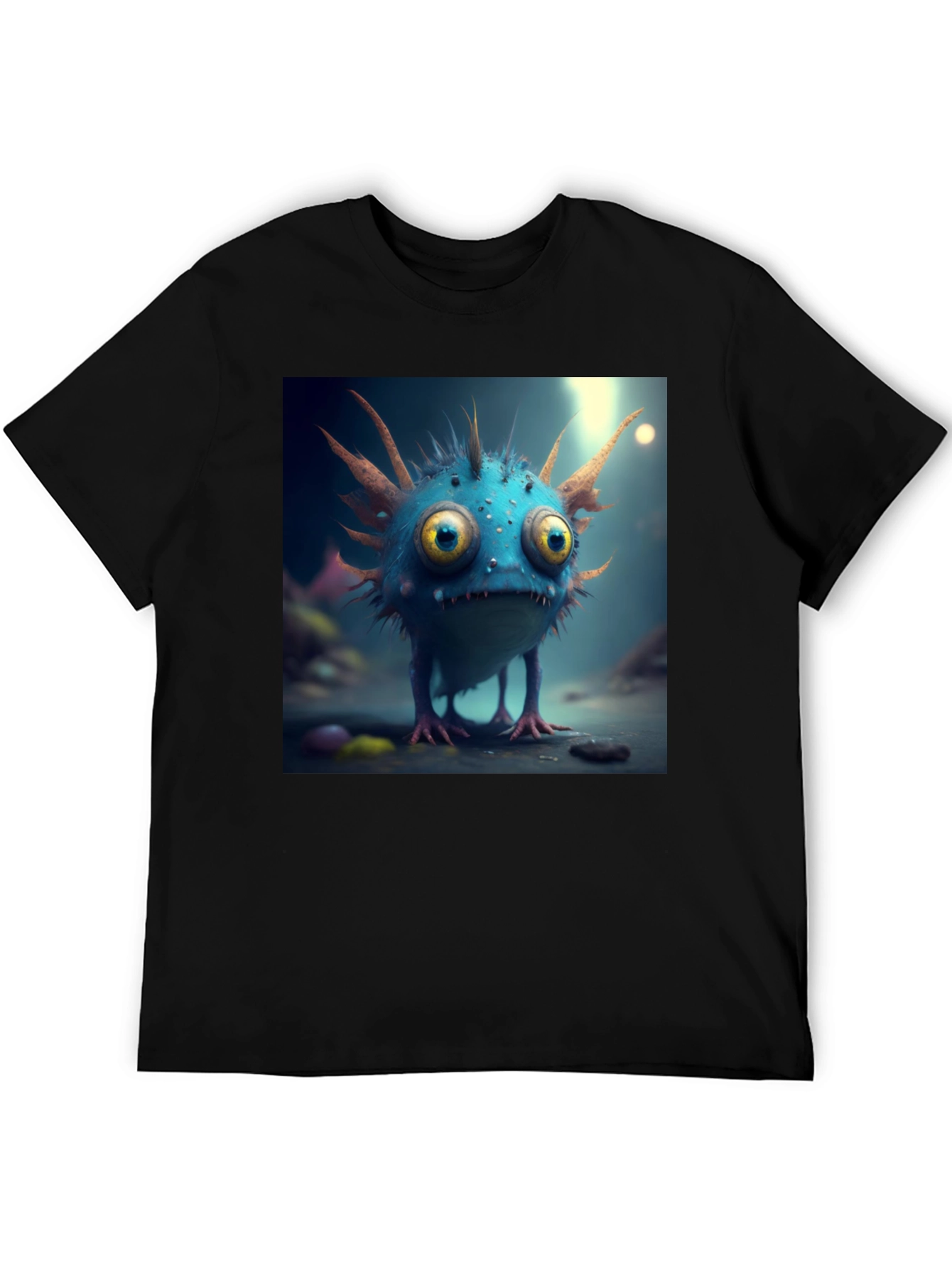 Cute Monster Graphic Tee - Black