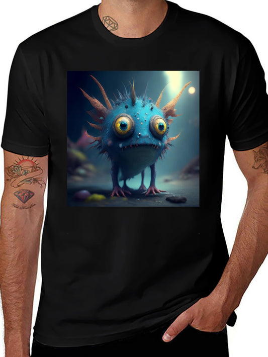 Cute Monster Graphic Tee - Black