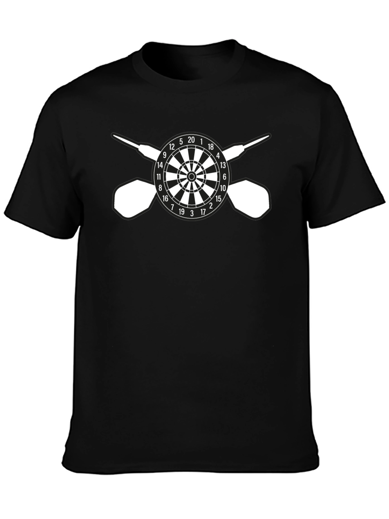 Darts T-Shirt - Target and Dart Design - Black