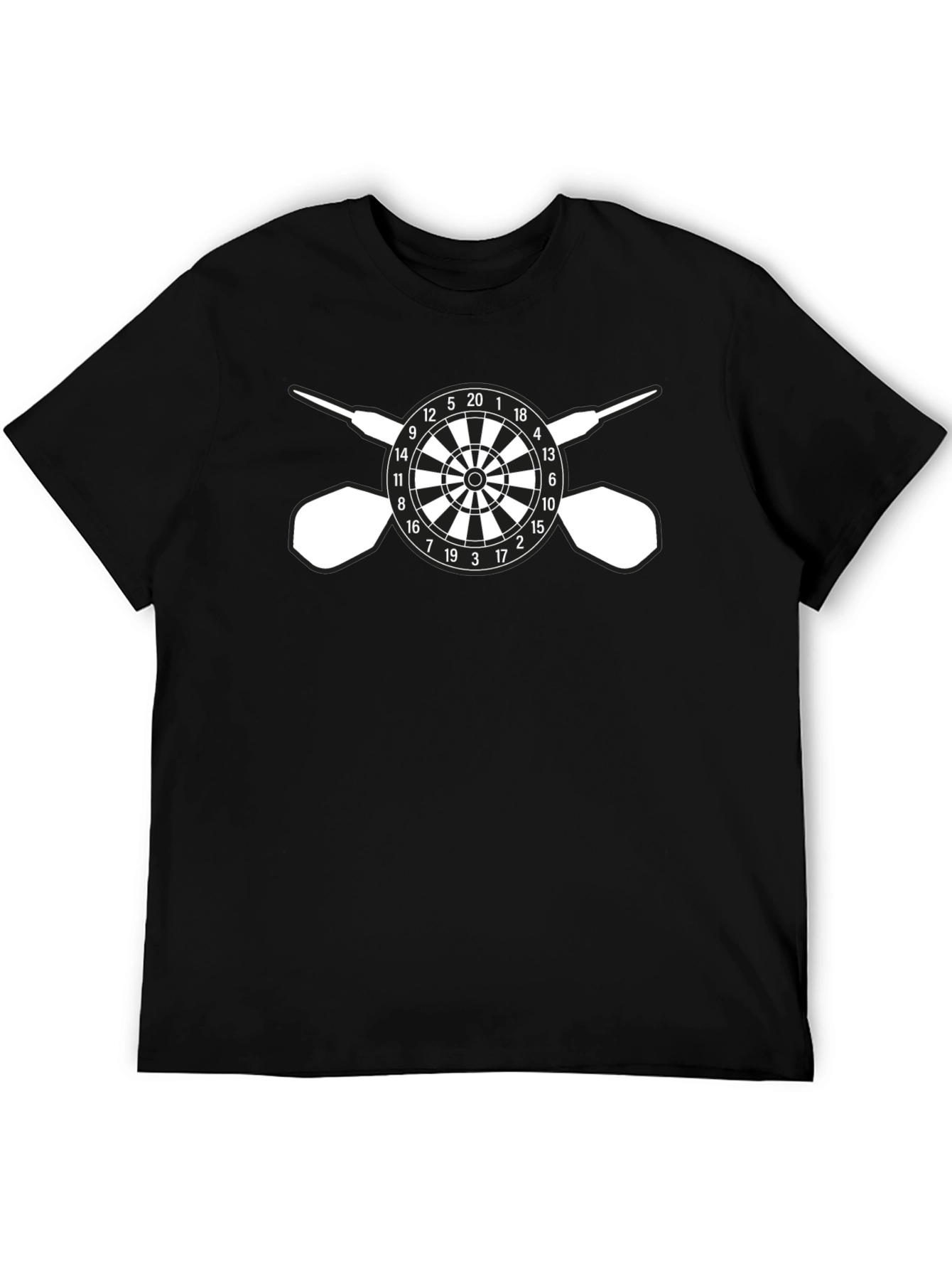 Darts T-Shirt - Target and Dart Design - Black